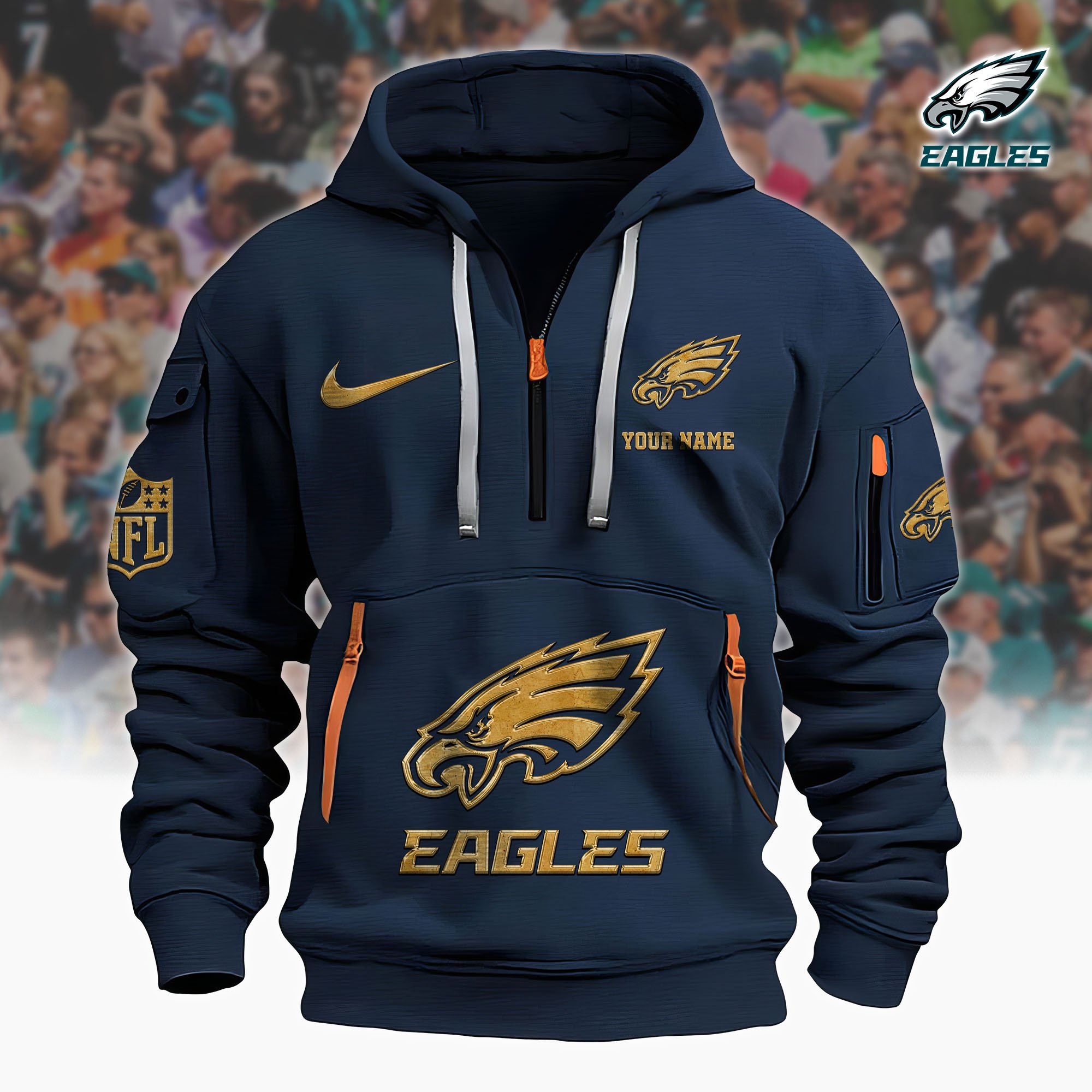 Philadelphia Eagles Hoodie Shirt Custom Your Name, Sport Hoodie Shirt, FootBall Fan Gifts EHIVM-61078