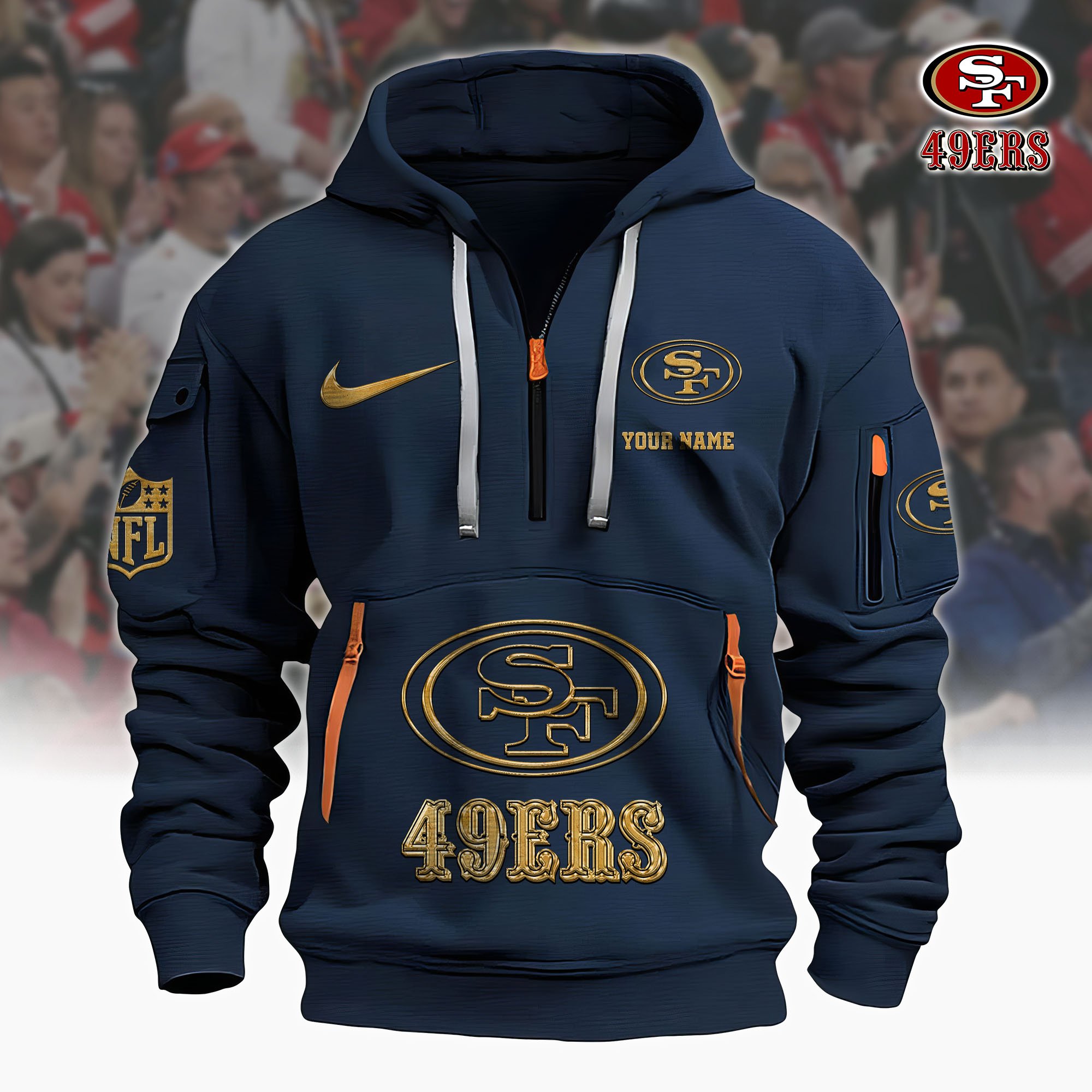 San Francisco 49ers Hoodie Shirt Custom Your Name, Sport Hoodie Shirt, FootBall Fan Gifts EHIVM-61078