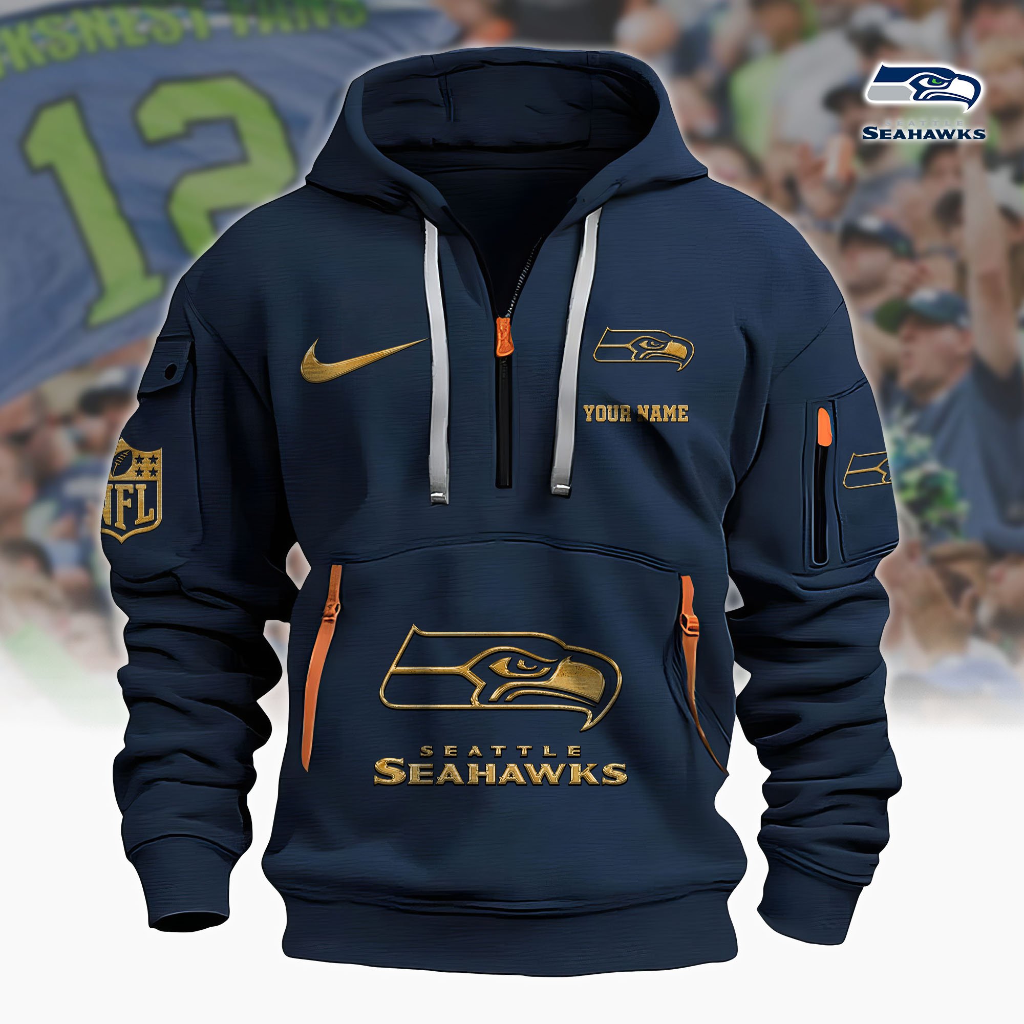 Seattle Seahawks Hoodie Shirt Custom Your Name, Sport Hoodie Shirt, FootBall Fan Gifts EHIVM-61078