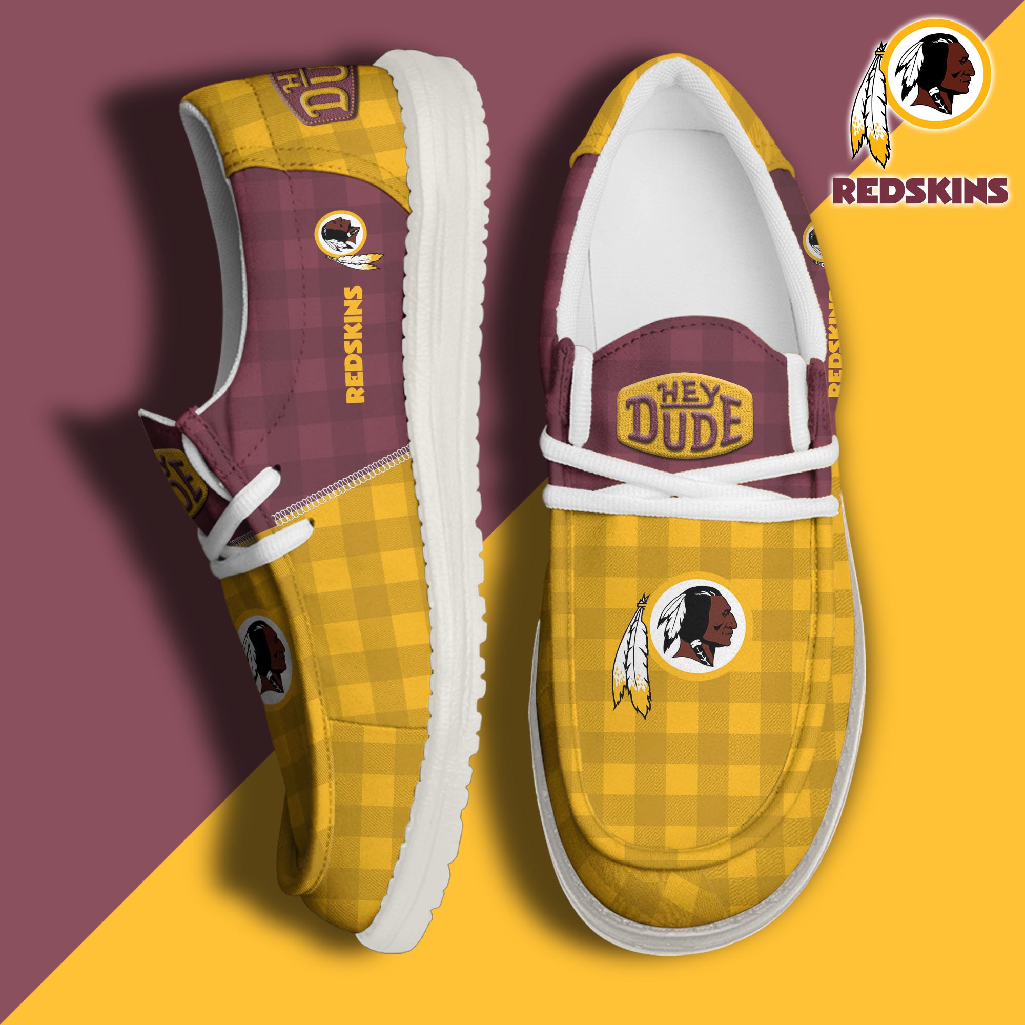 Washington Redskins Football Hey Dude Canvas Loafer Shoes Custom Your Name, Sport Shoes For Fan, Fan Gifts EHIVM-61179