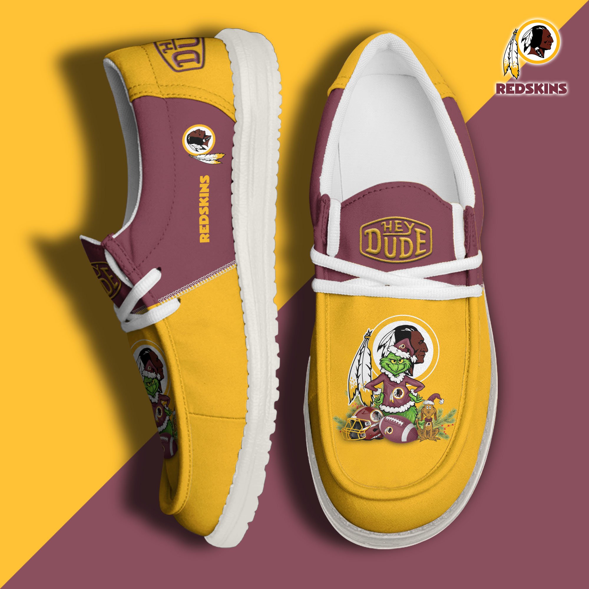 Washington Redskins Football Hey Dude Canvas Loafer Shoes Custom Your Name, Sport Shoes For Fan, Fan Gifts EHIVM-61182