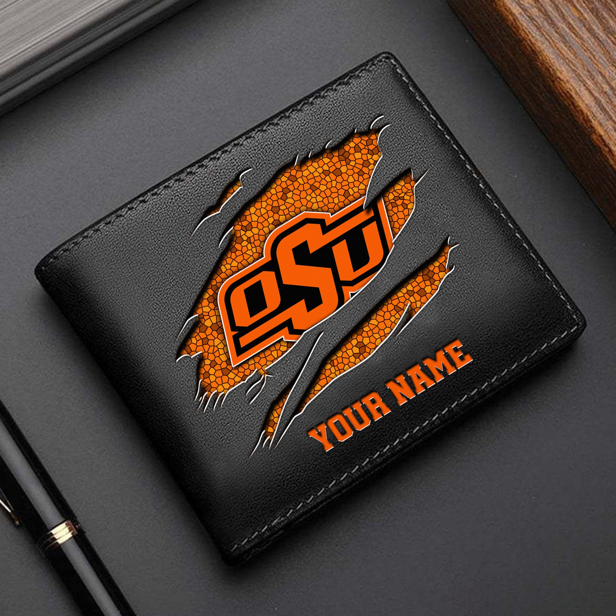 Oklahoma State Cowboys Men Wallet Custom Your Name, Football Team Men Wallet For Fans, Gifts For Football Lovers EHIVM-61570