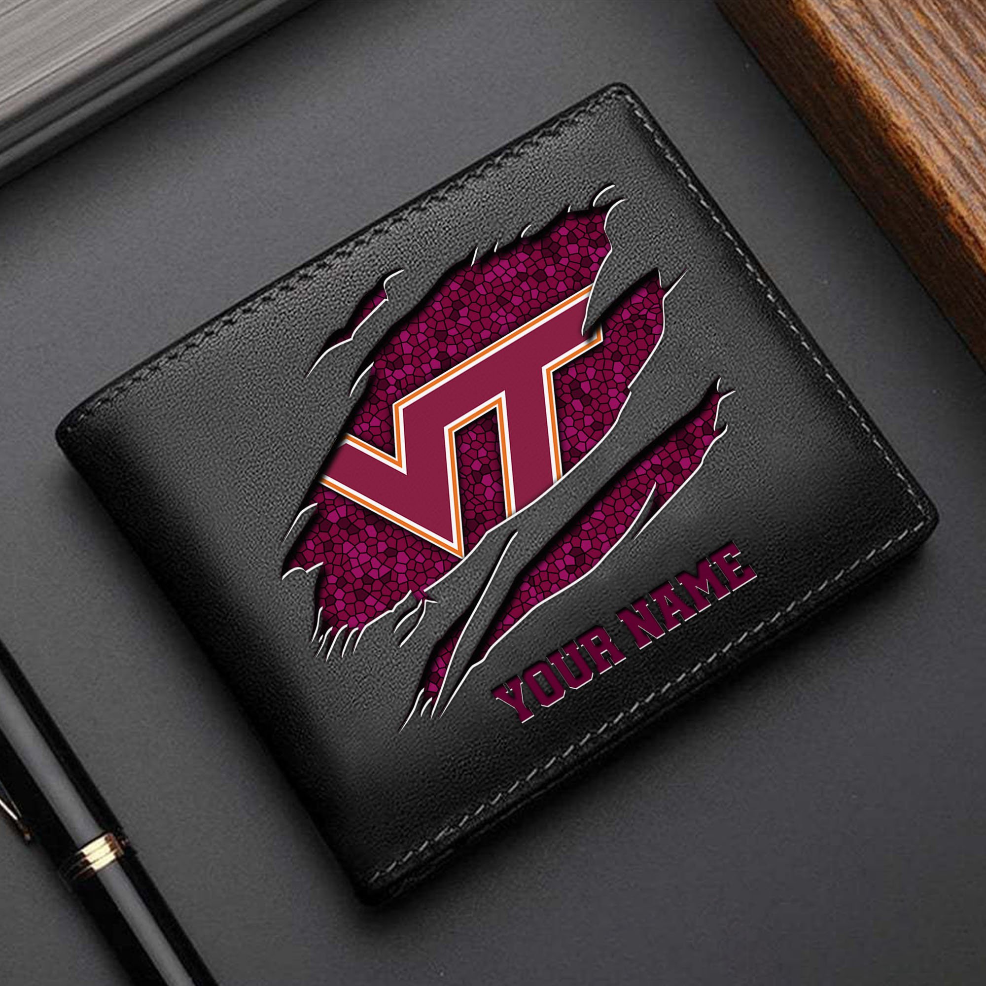 Virginia Tech Hokies Men Wallet Custom Your Name, Football Team Men Wallet For Fans, Gifts For Football Lovers EHIVM-61570