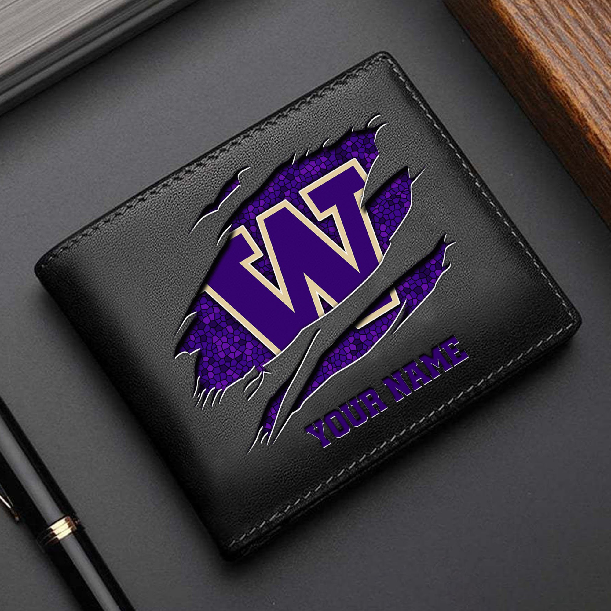 Washington Huskies Men Wallet Custom Your Name, Football Team Men Wallet For Fans, Gifts For Football Lovers EHIVM-61570