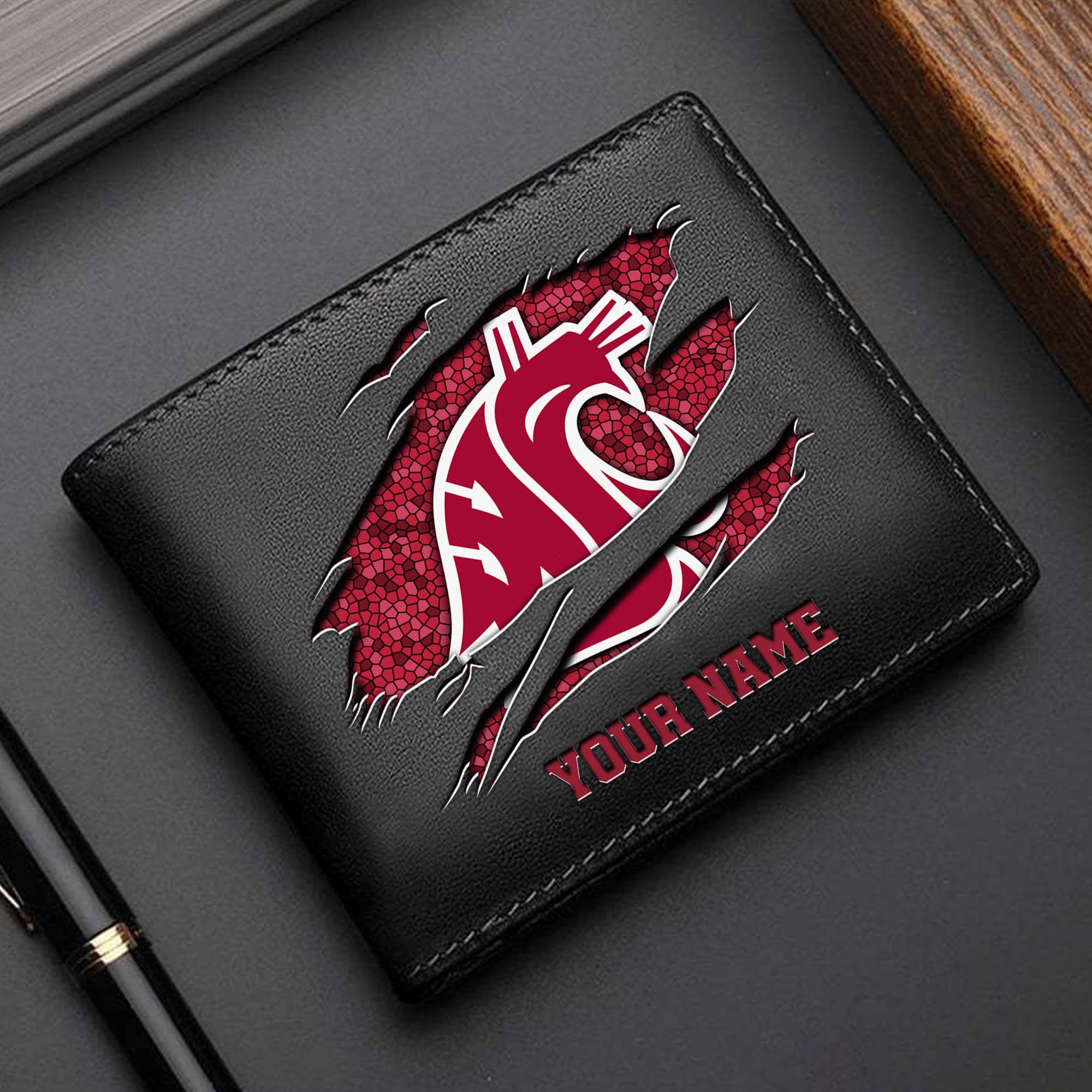 Washington State Cougars Men Wallet Custom Your Name, Football Team Men Wallet For Fans, Gifts For Football Lovers EHIVM-61570