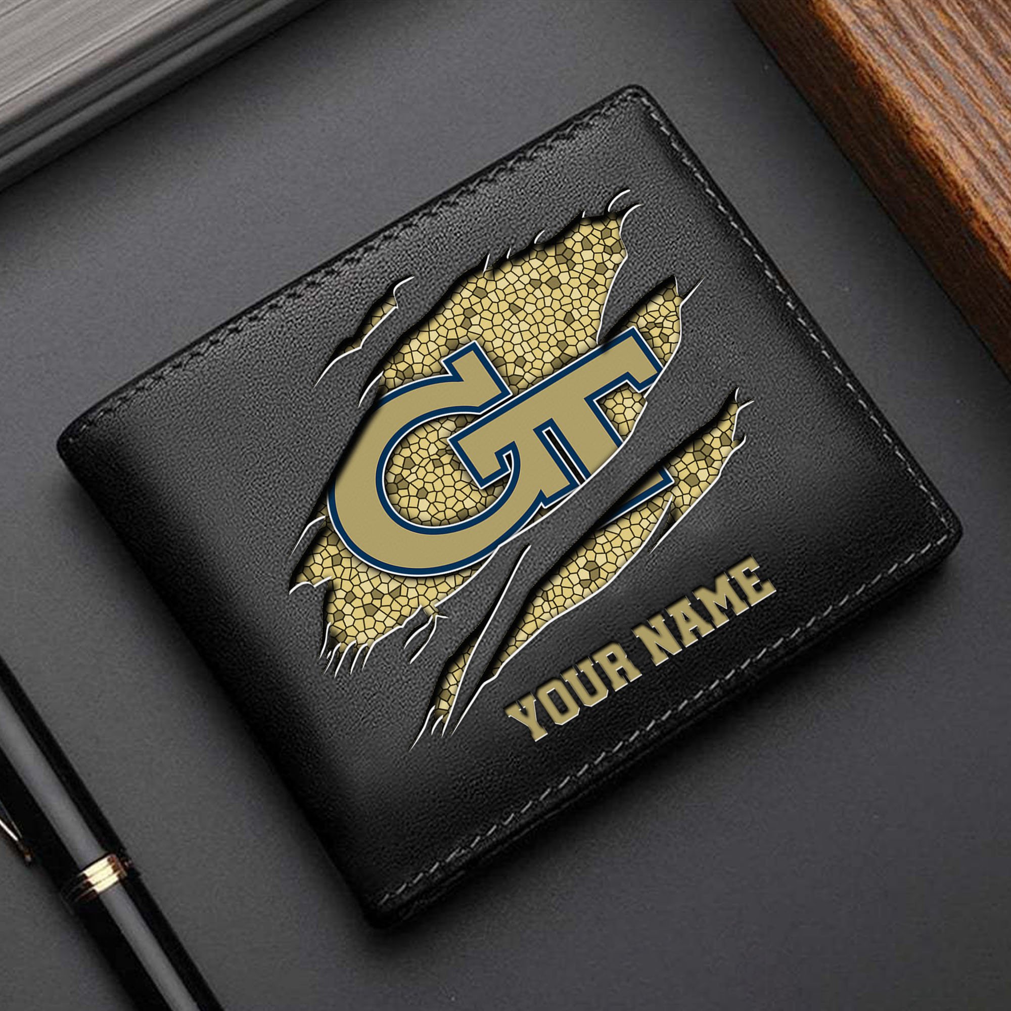 Georgia Tech Yellow Jackets Men Wallet Custom Your Name, Football Team Men Wallet For Fans, Gifts For Football Lovers EHIVM-61570