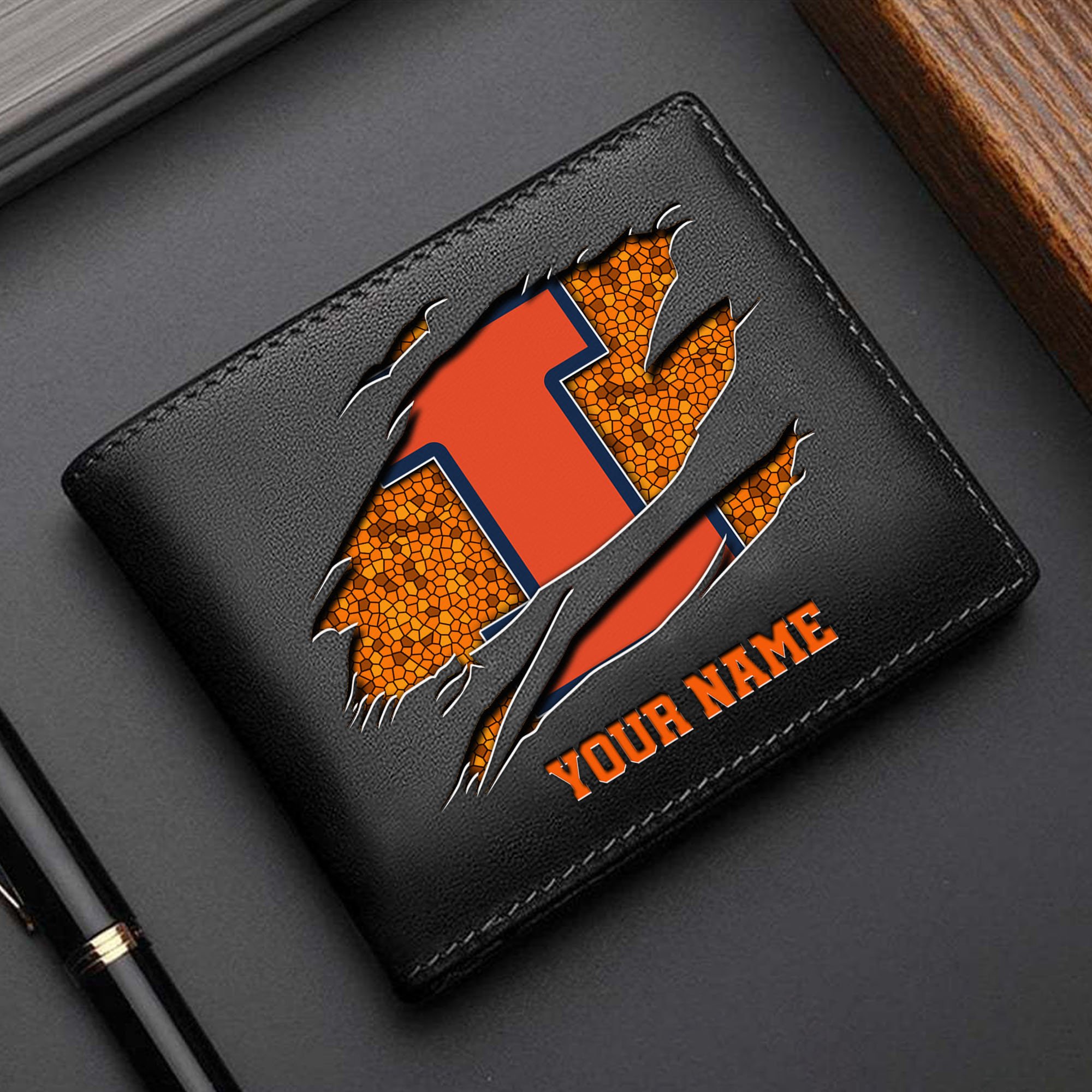 Illinois Fighting Illini Men Wallet Custom Your Name, Football Team Men Wallet For Fans, Gifts For Football Lovers EHIVM-61570