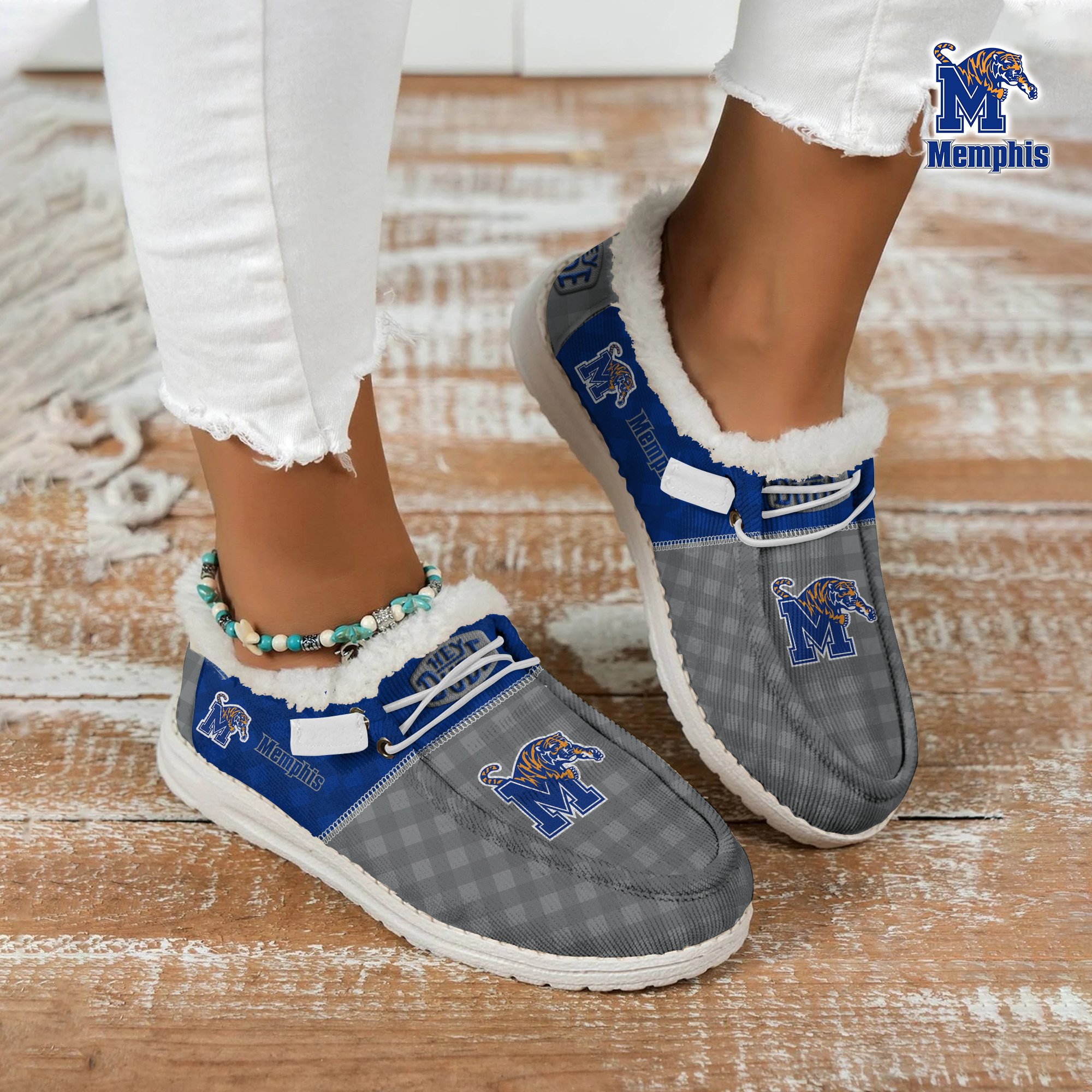 Memphis Tigers Football Hey Dude With Warm Fur Lining Shoes Custom Your Name, Sport Shoes For Fan, Fan Gifts EHIVM-61674