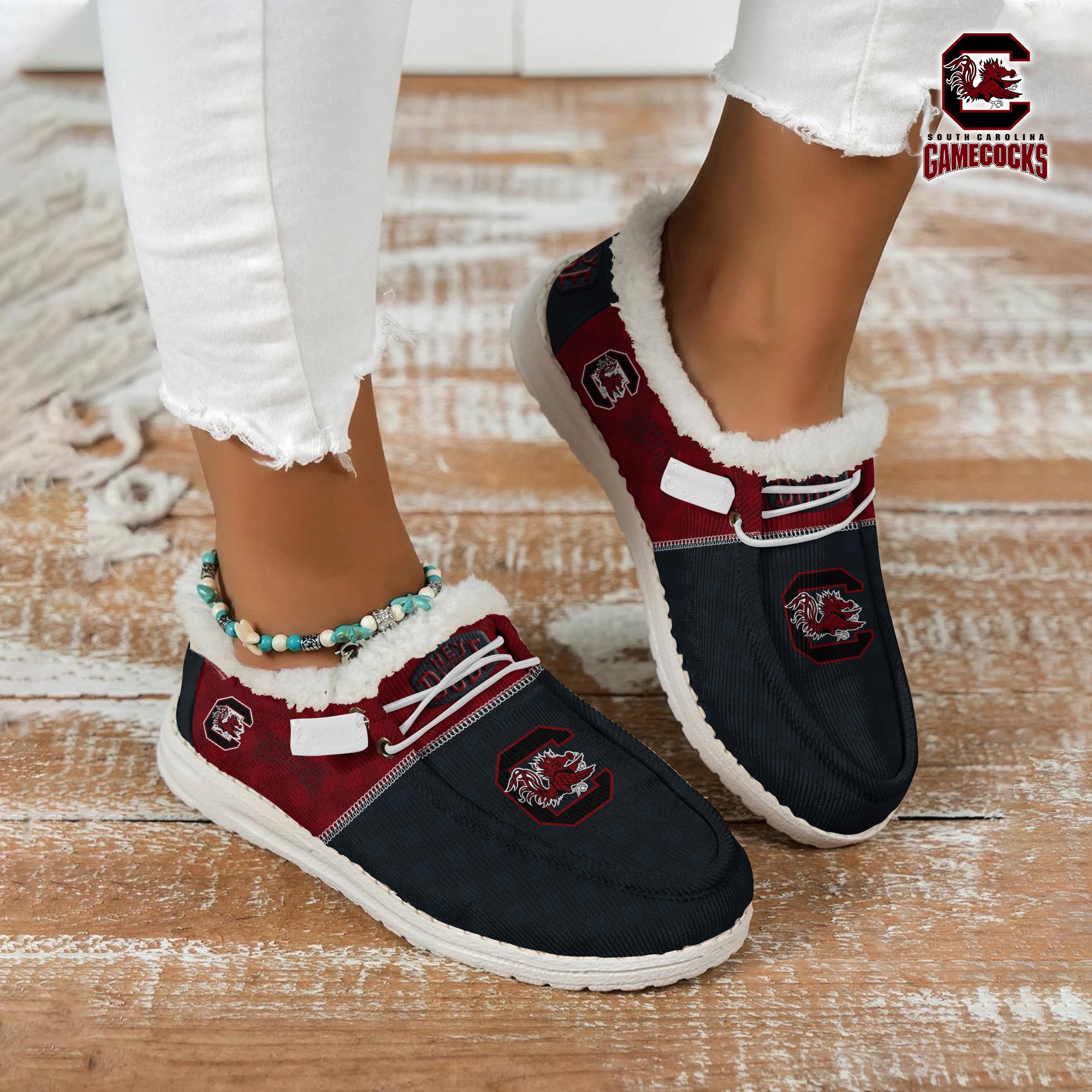 South Carolina Gamecocks Football Hey Dude With Warm Fur Lining Shoes Custom Your Name, Sport Shoes For Fan, Fan Gifts EHIVM-61674