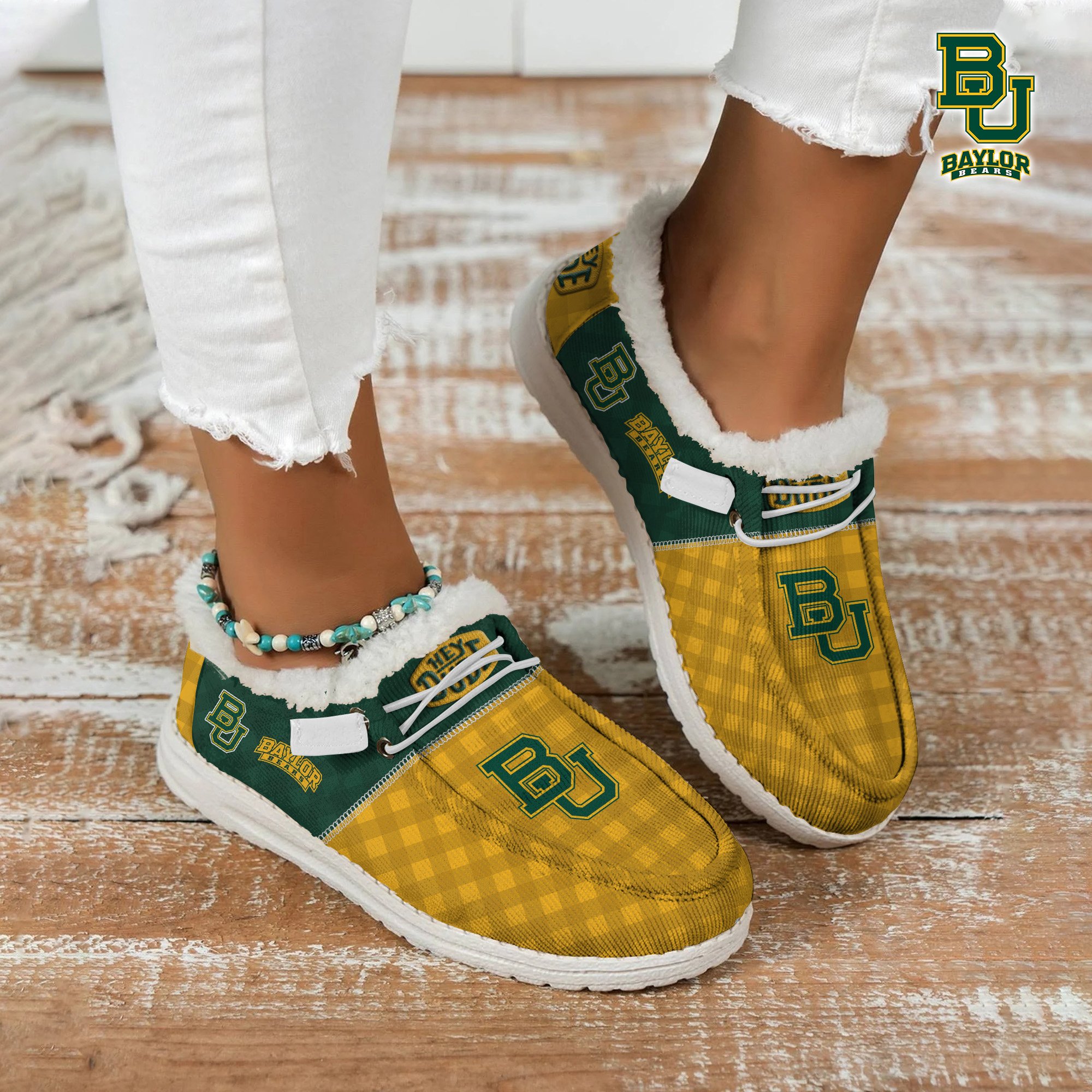 Baylor Bears Football Hey Dude With Warm Fur Lining Shoes Custom Your Name, Sport Shoes For Fan, Fan Gifts EHIVM-61674