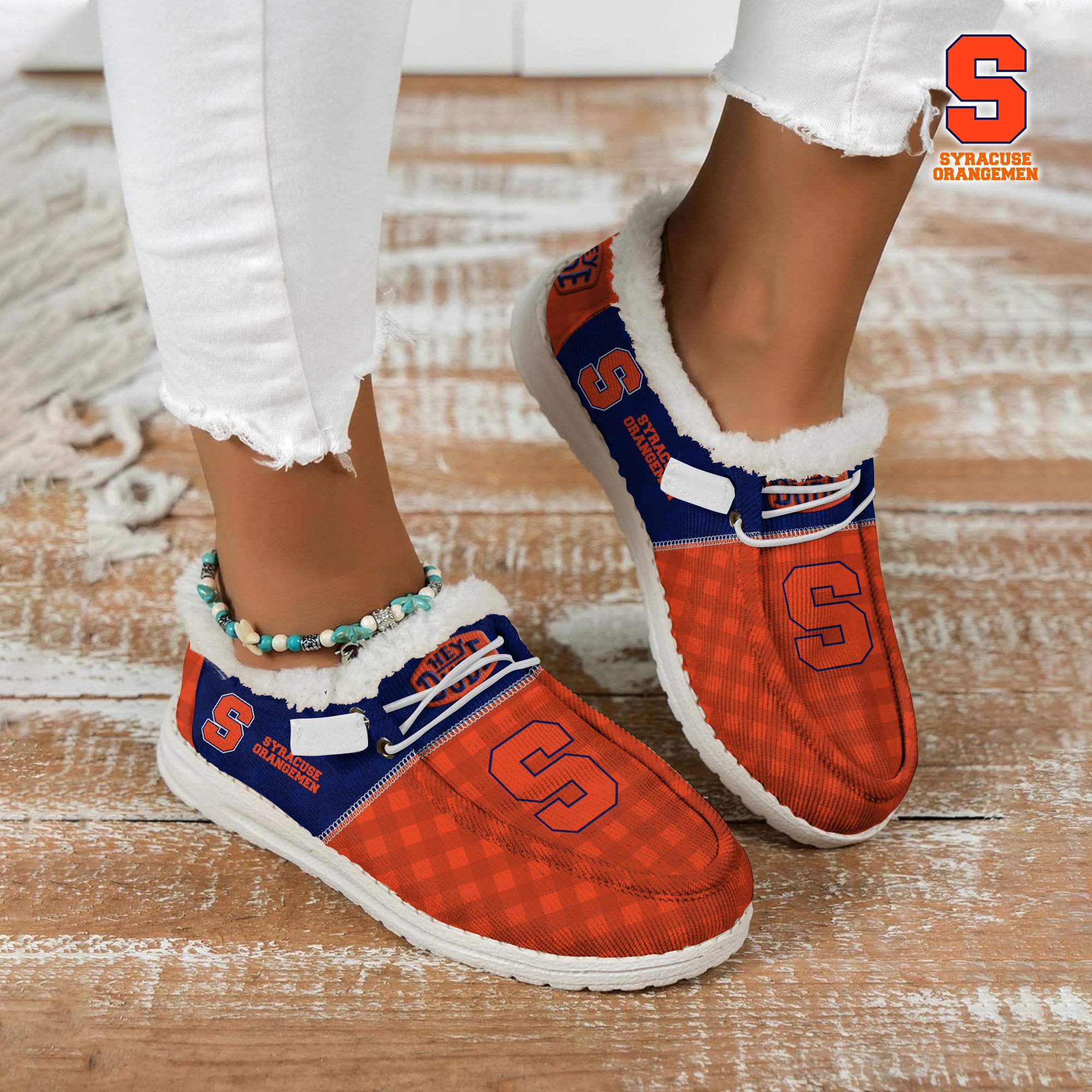 Syracuse Orange Football Hey Dude With Warm Fur Lining Shoes Custom Your Name, Sport Shoes For Fan, Fan Gifts EHIVM-61674