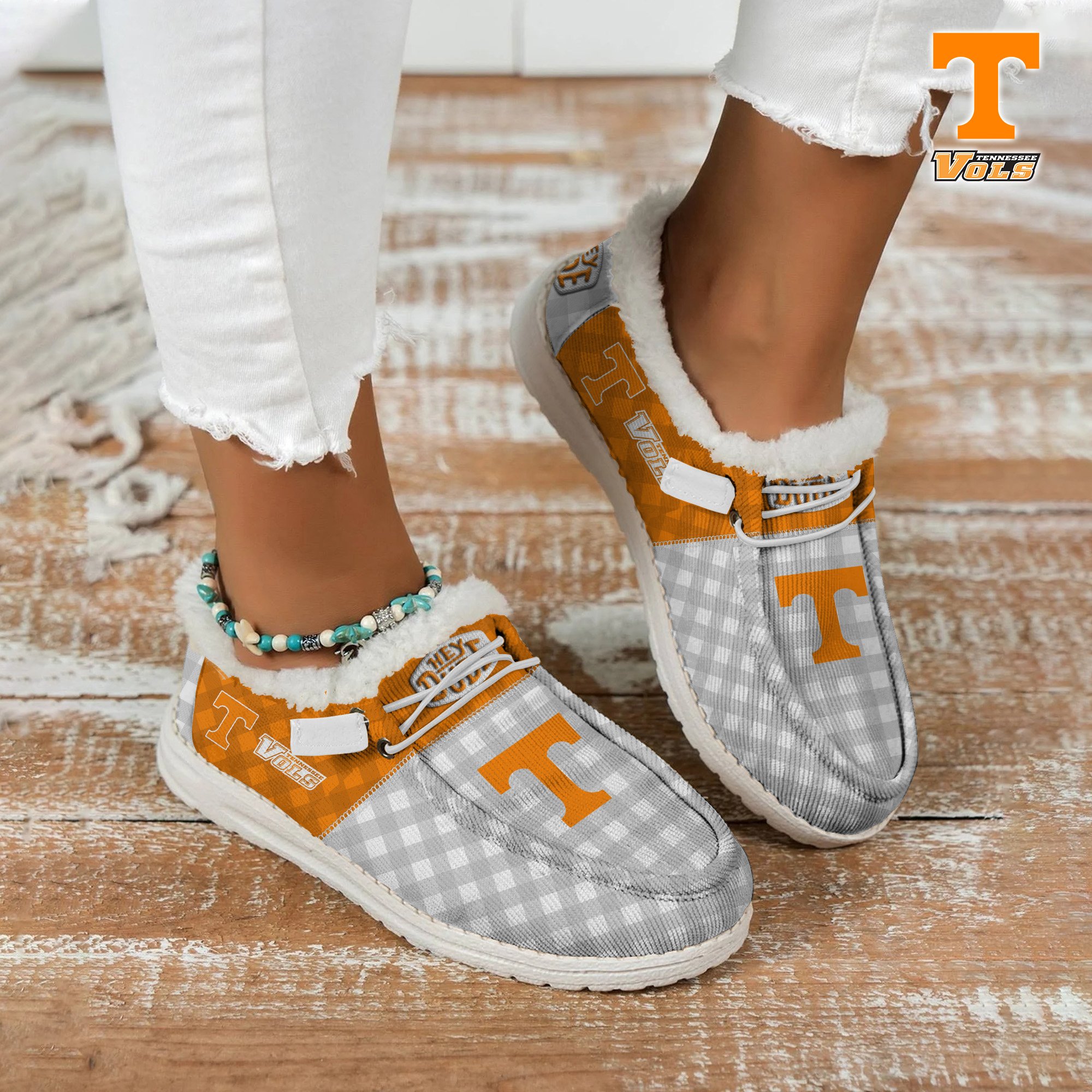 Tennessee Volunteers Football Hey Dude With Warm Fur Lining Shoes Custom Your Name, Sport Shoes For Fan, Fan Gifts EHIVM-61674