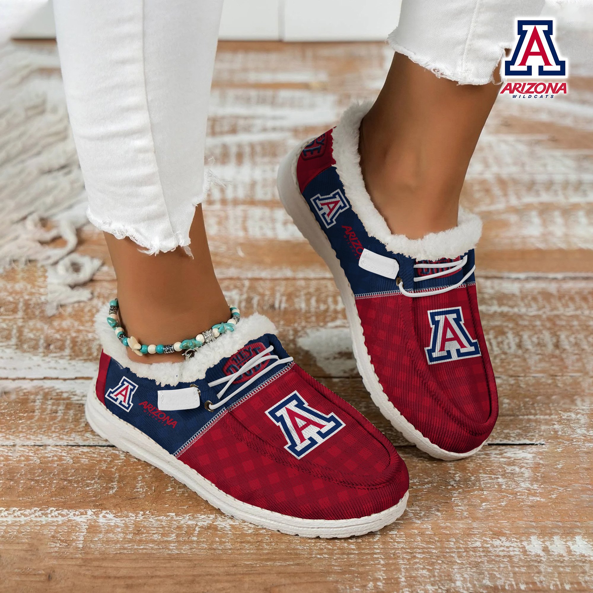 Arizona Wildcats Football Hey Dude With Warm Fur Lining Shoes Custom Your Name, Sport Shoes For Fan, Fan Gifts EHIVM-61674