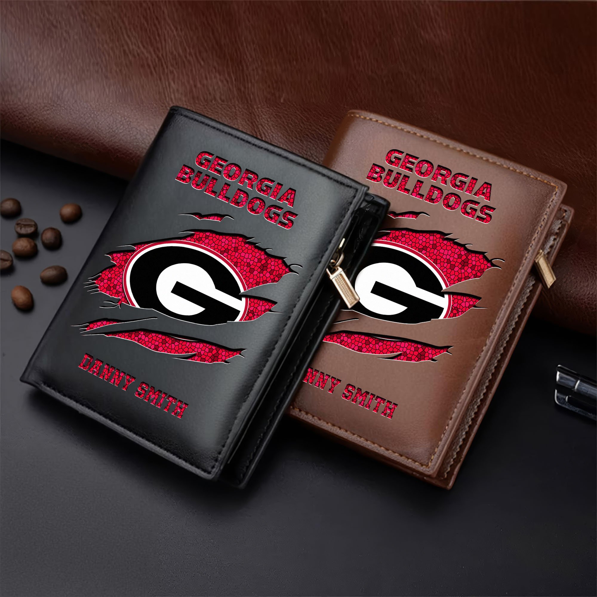 Georgia Bulldogs Leather Vertical Wallet Custom Your Name, Football Team Men Wallet For Fans, Gifts For Football Lovers  EHIVM-62131