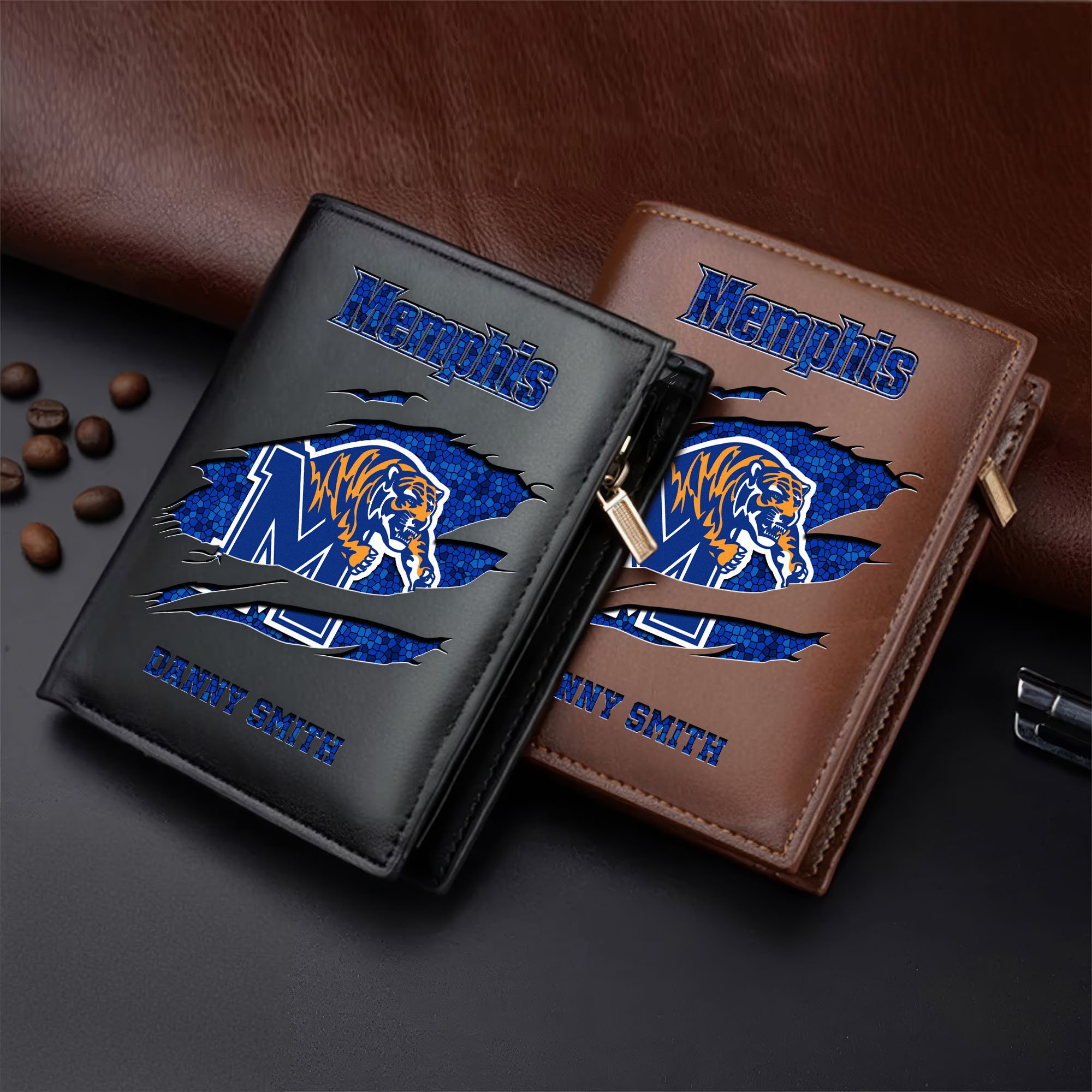 Memphis Tigers Leather Vertical Wallet Custom Your Name, Football Team Men Wallet For Fans, Gifts For Football Lovers  EHIVM-62131