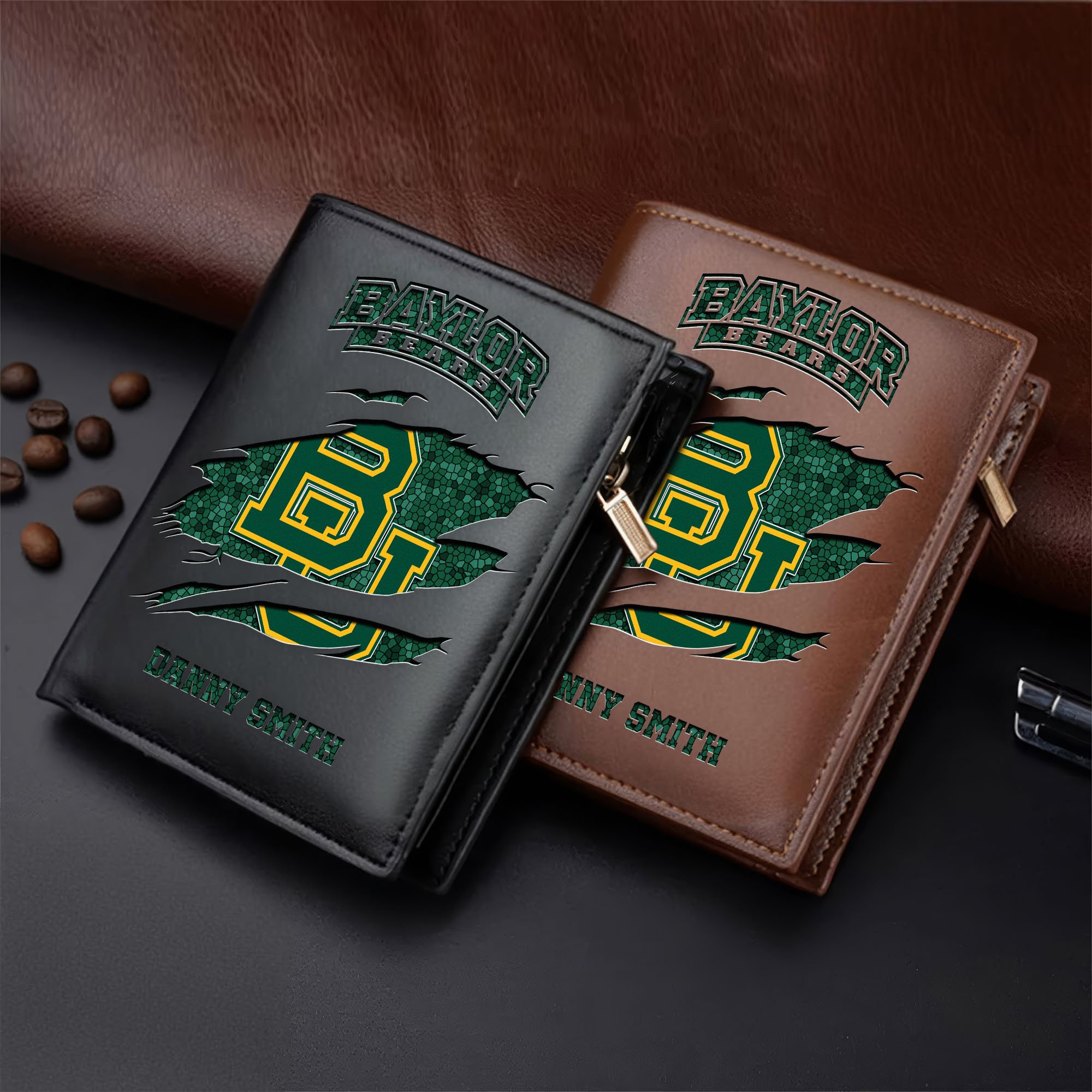 Baylor Bears Leather Vertical Wallet Custom Your Name, Football Team Men Wallet For Fans, Gifts For Football Lovers  EHIVM-62131