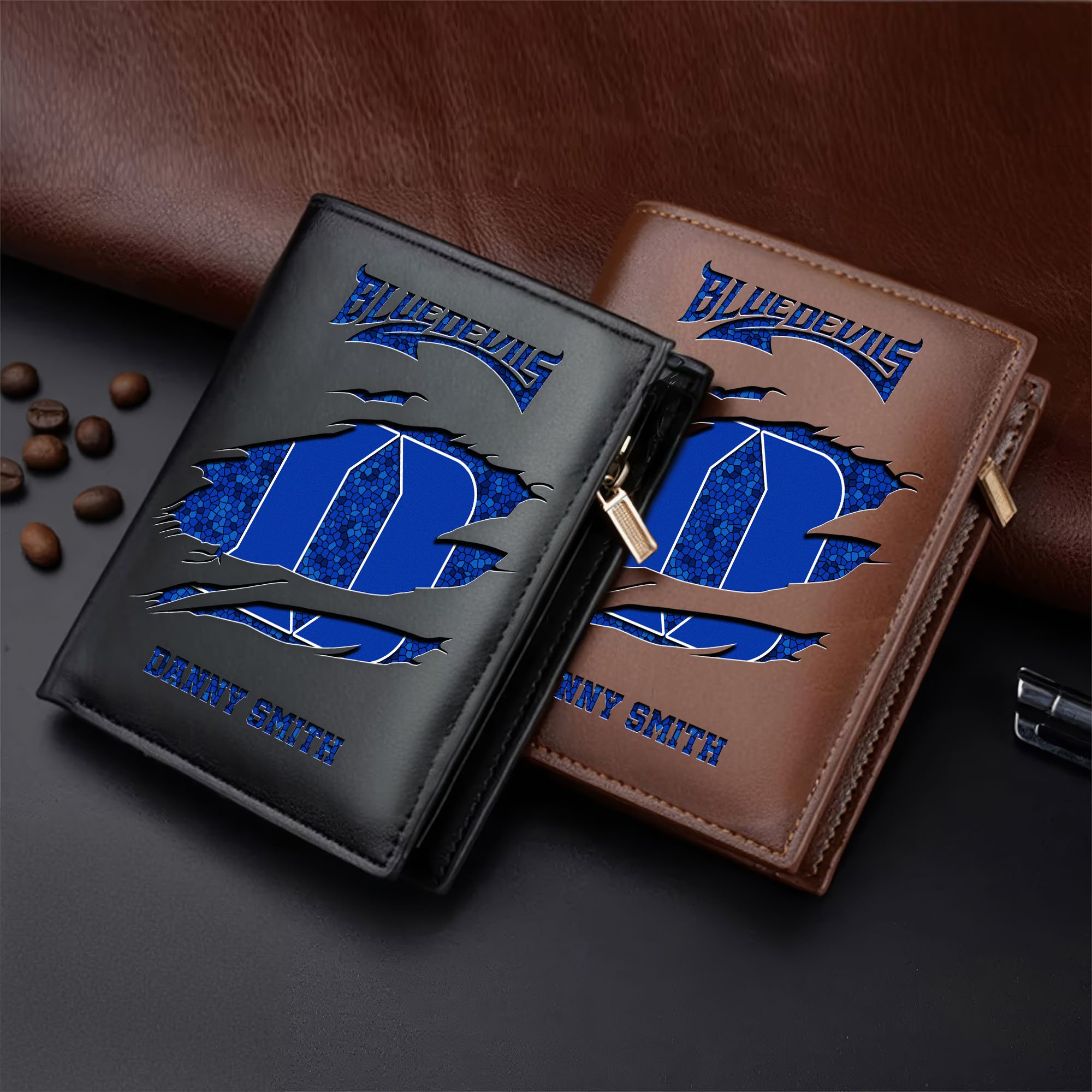 Duke Blue Devils Leather Vertical Wallet Custom Your Name, Football Team Men Wallet For Fans, Gifts For Football Lovers  EHIVM-62131