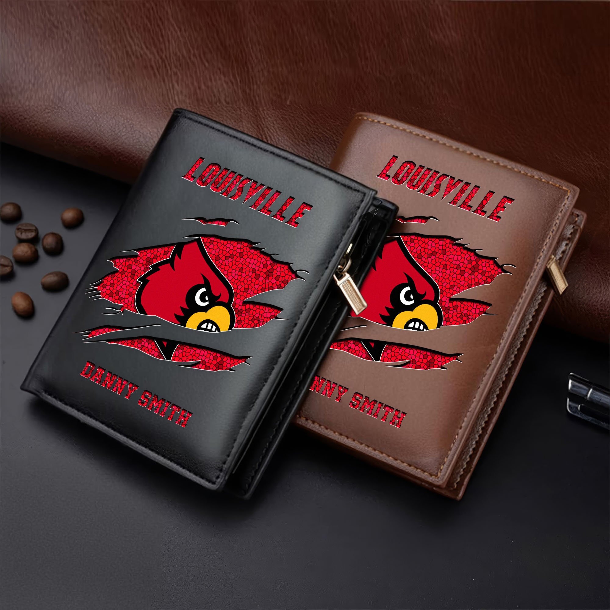 Louisville Cardinals Leather Vertical Wallet Custom Your Name, Football Team Men Wallet For Fans, Gifts For Football Lovers  EHIVM-62131