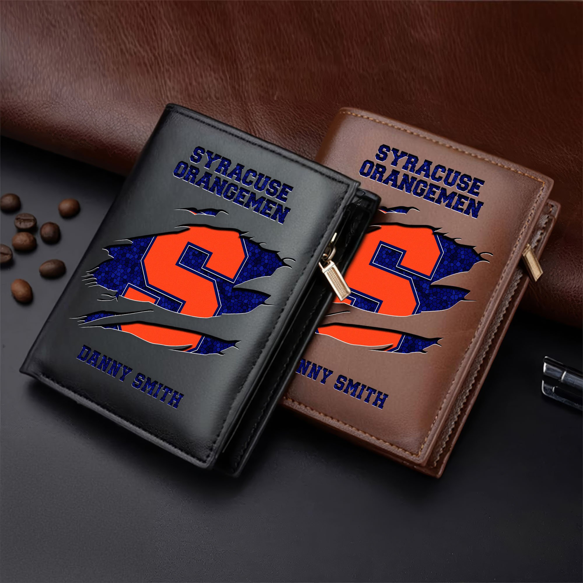 Syracuse Orange Leather Vertical Wallet Custom Your Name, Football Team Men Wallet For Fans, Gifts For Football Lovers  EHIVM-62131