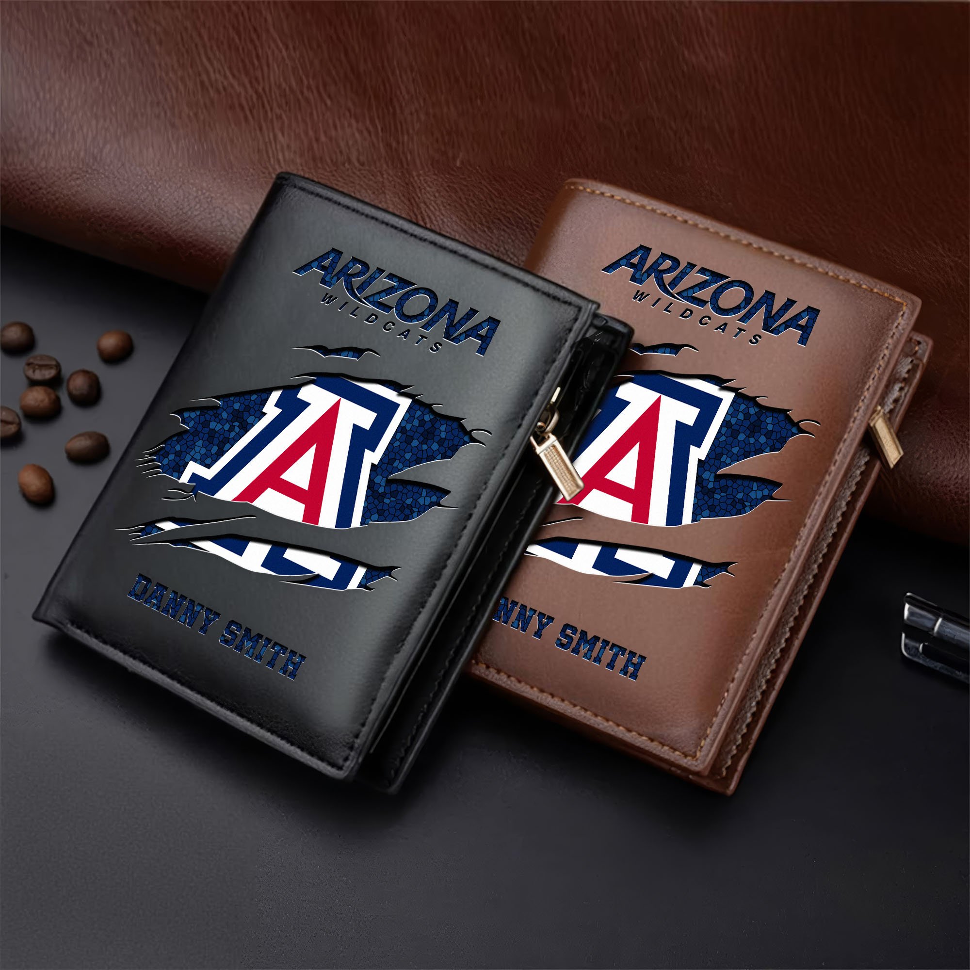 Arizona Wildcats Leather Vertical Wallet Custom Your Name, Football Team Men Wallet For Fans, Gifts For Football Lovers  EHIVM-62131