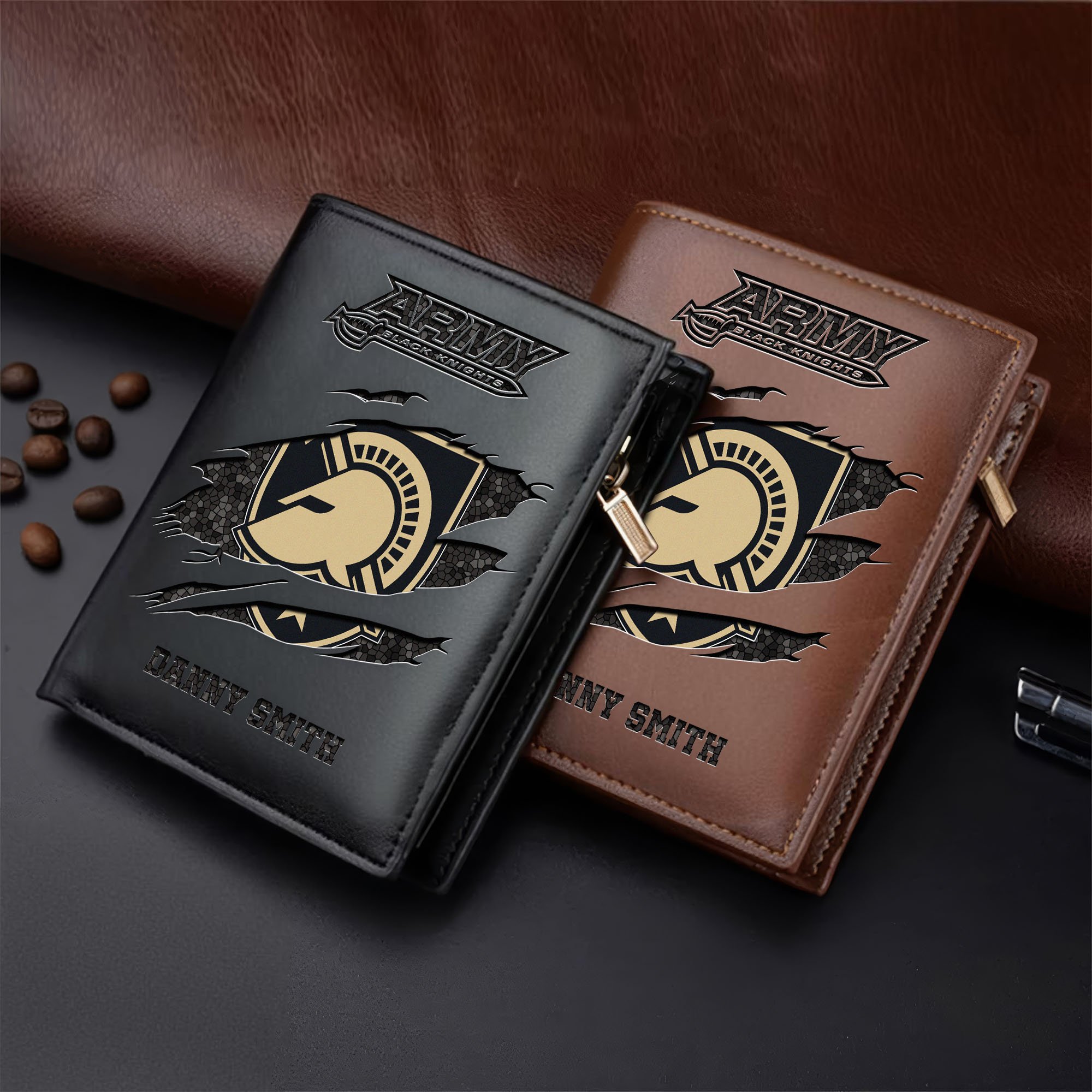 Army Black Knights Leather Vertical Wallet Custom Your Name, Football Team Men Wallet For Fans, Gifts For Football Lovers  EHIVM-62131