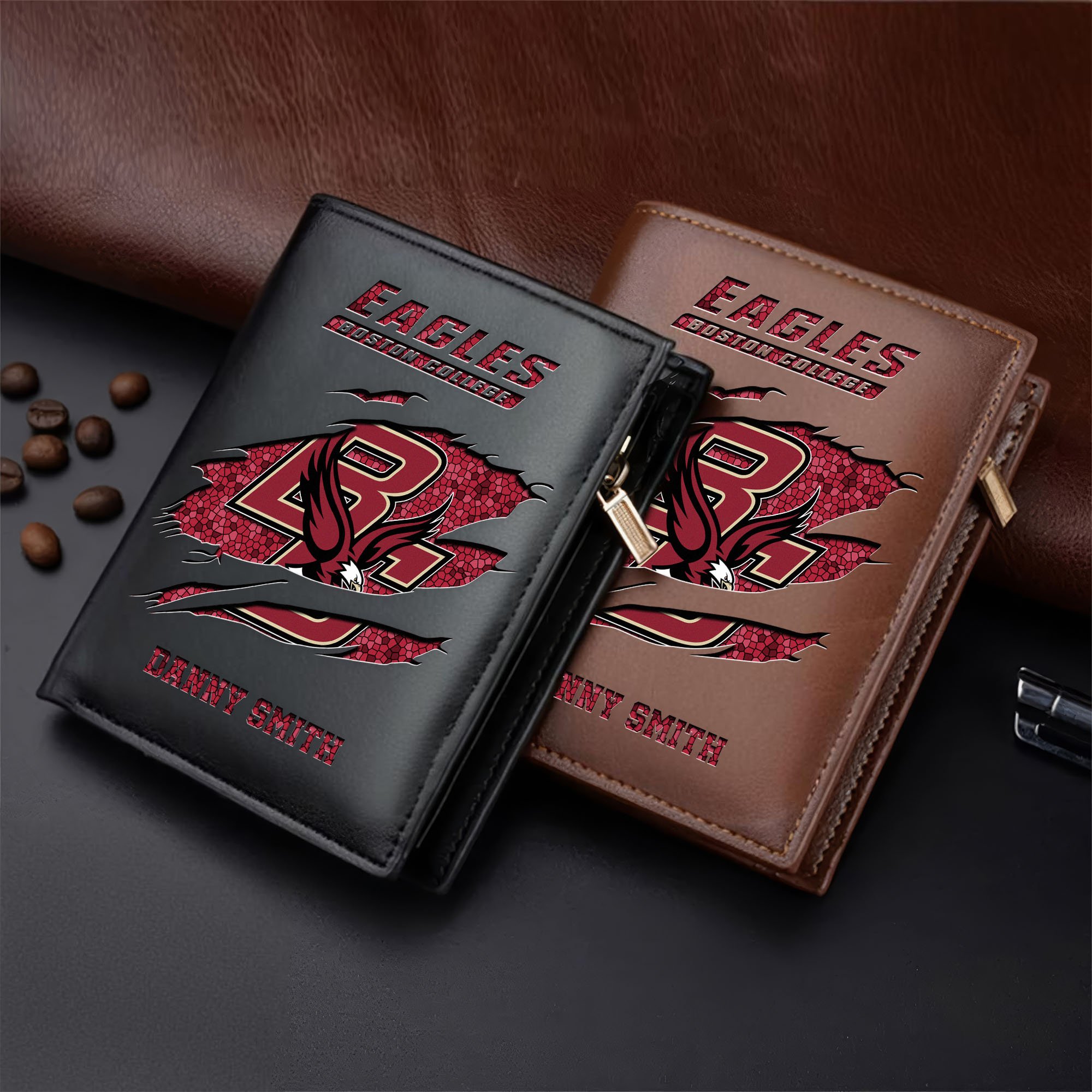 Boston College Eagles Leather Vertical Wallet Custom Your Name, Football Team Men Wallet For Fans, Gifts For Football Lovers  EHIVM-62131