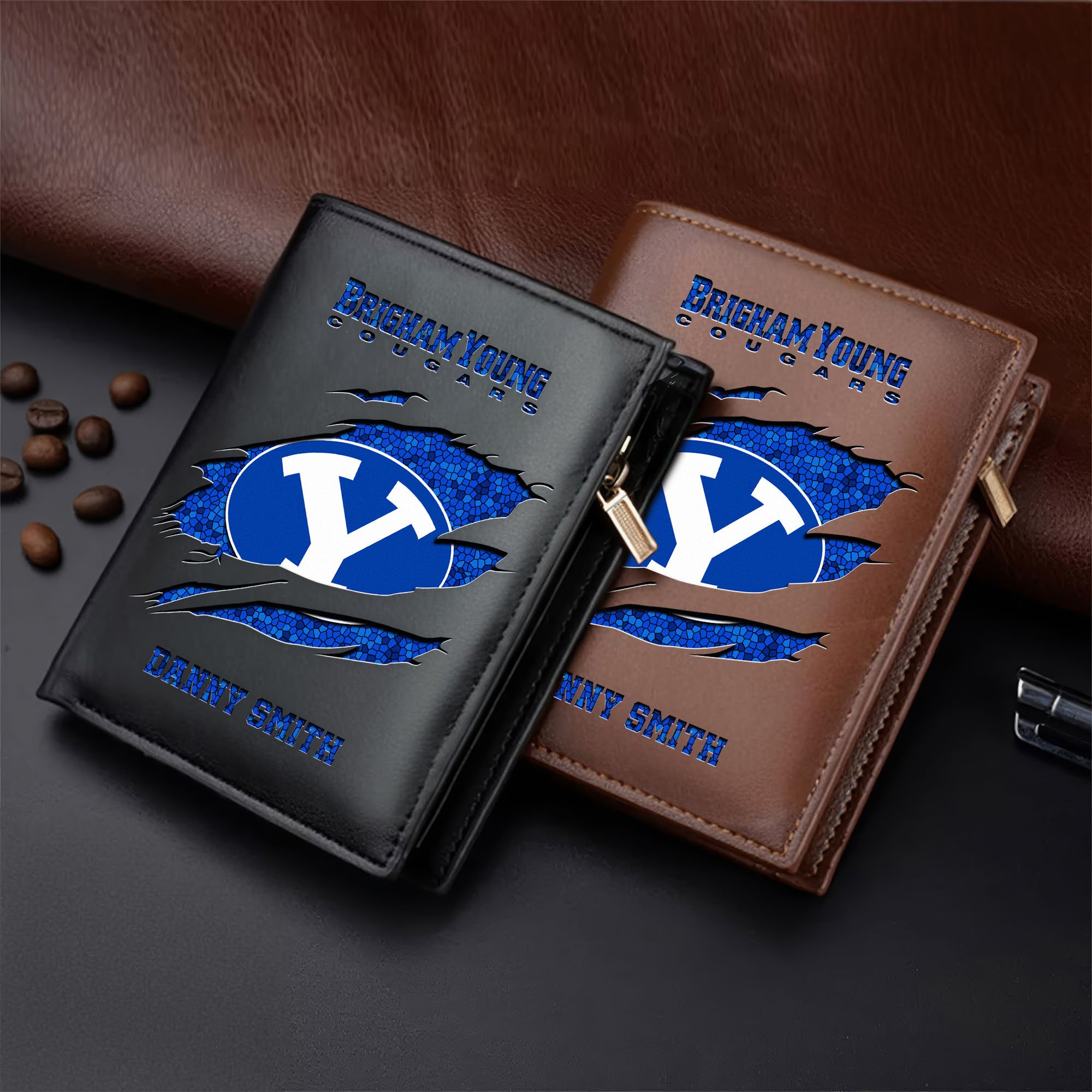 BYU Cougars Leather Vertical Wallet Custom Your Name, Football Team Men Wallet For Fans, Gifts For Football Lovers  EHIVM-62131