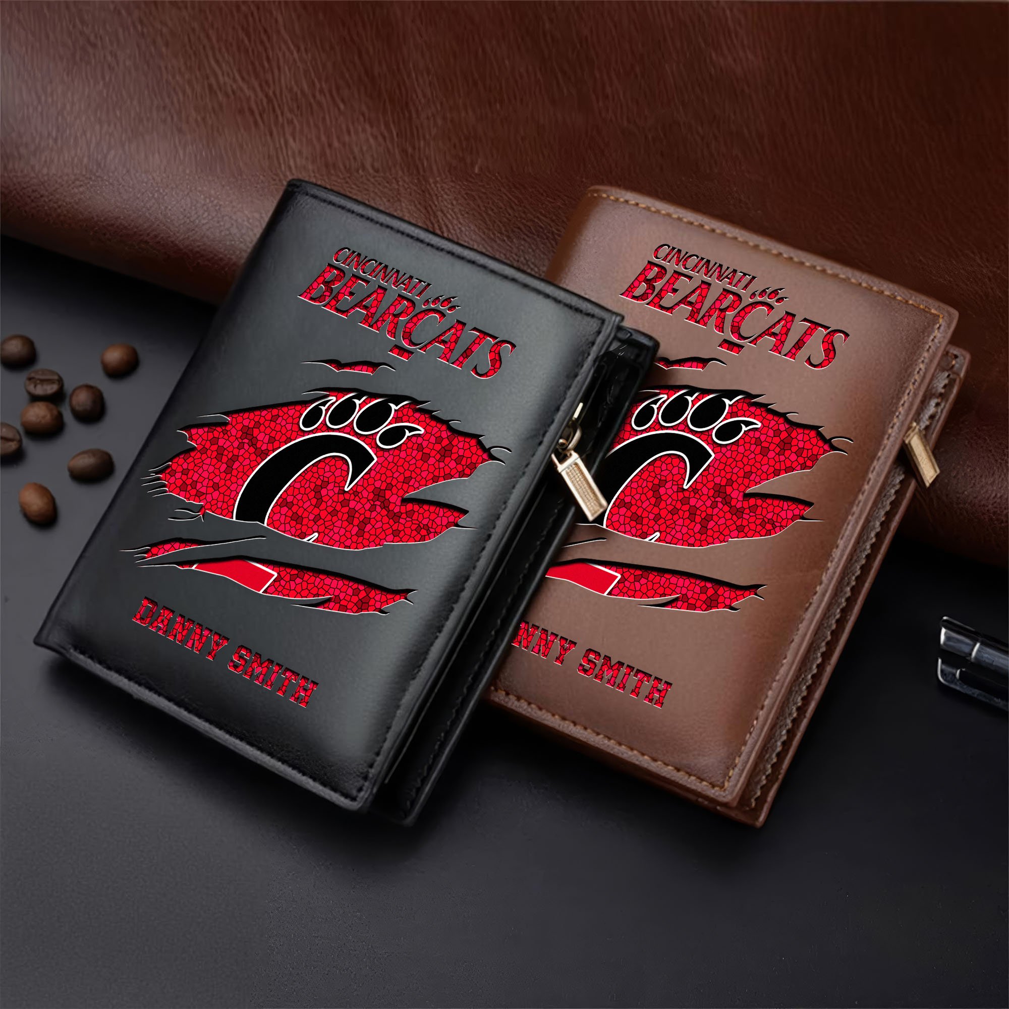 Cincinnati Bearcats Leather Vertical Wallet Custom Your Name, Football Team Men Wallet For Fans, Gifts For Football Lovers  EHIVM-62131