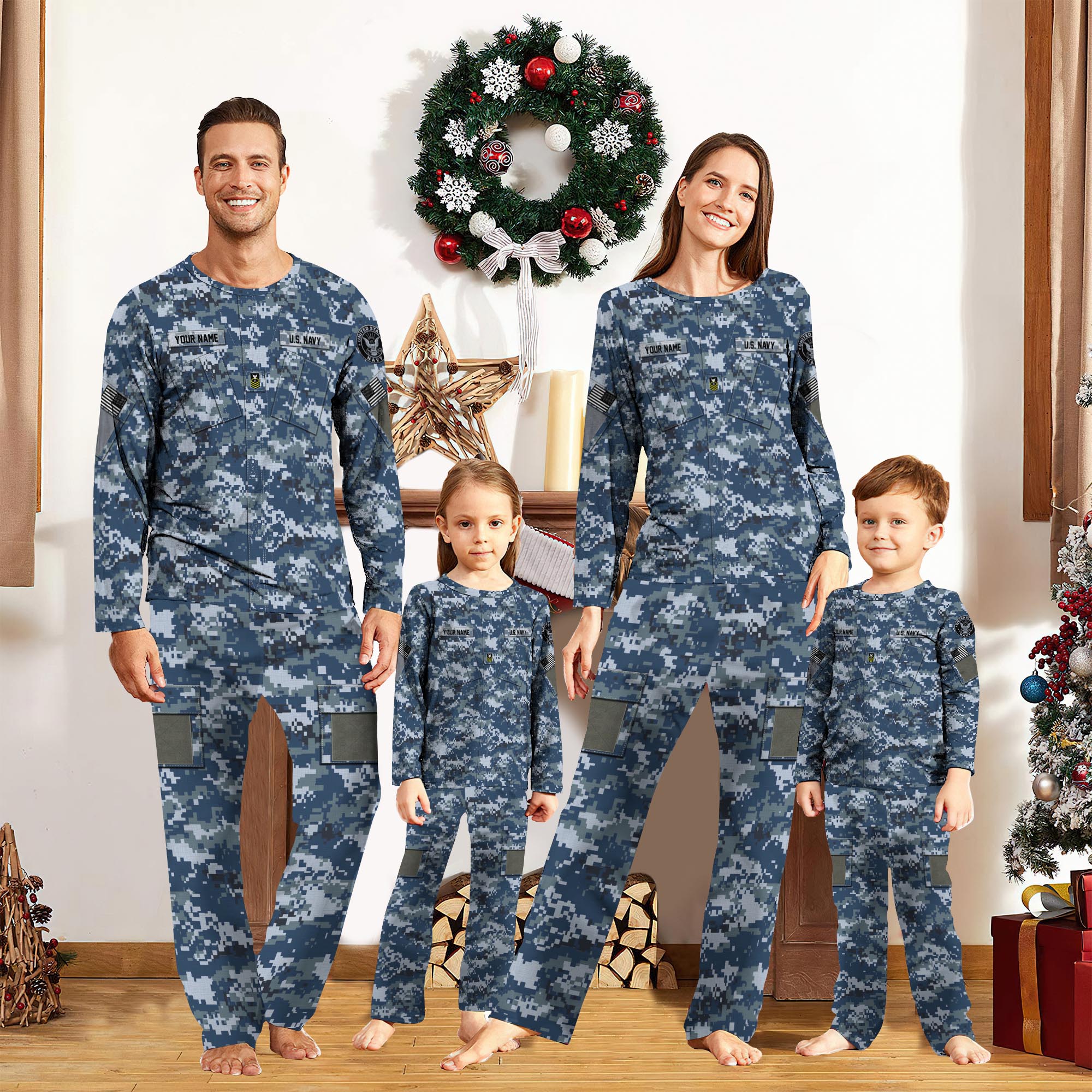 US Navy Camouflage Pajamas Custom Your Name And Rank, Military Pajamas ETRG-44148