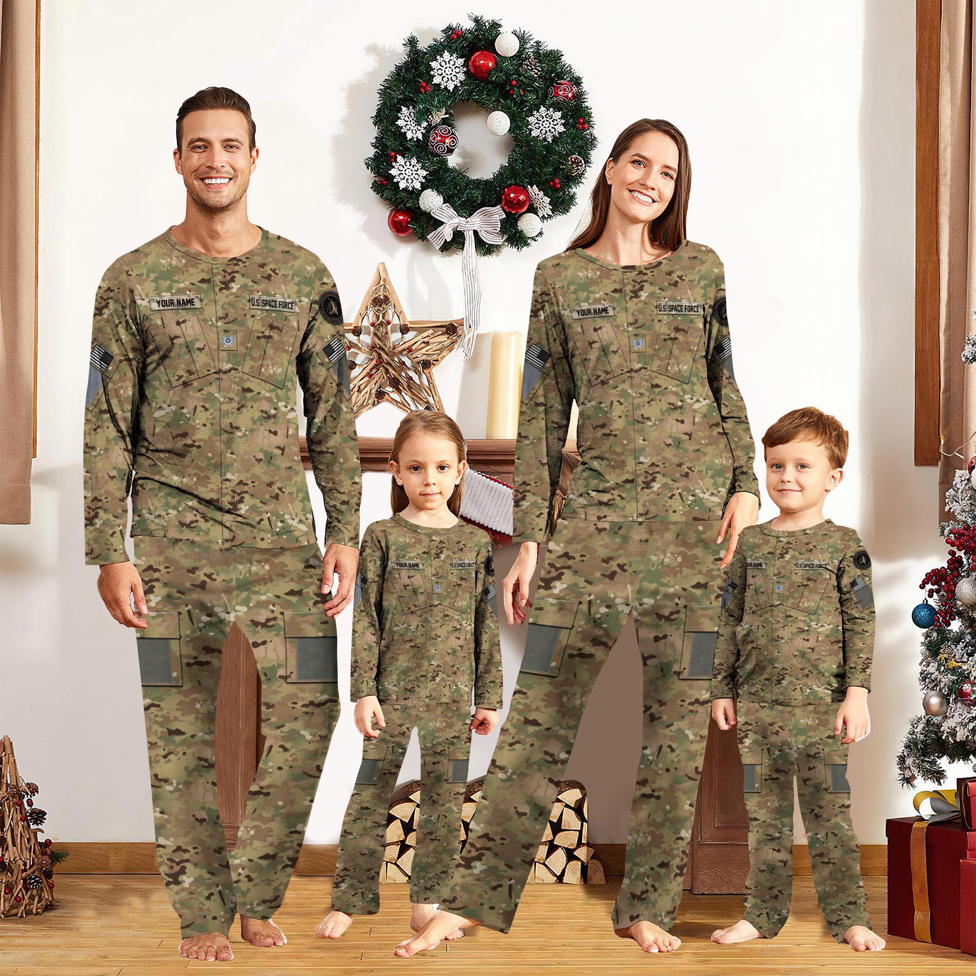 US Space Force Camouflage Pajamas Custom Your Name And Rank, Military Pajamas ETRG-44148