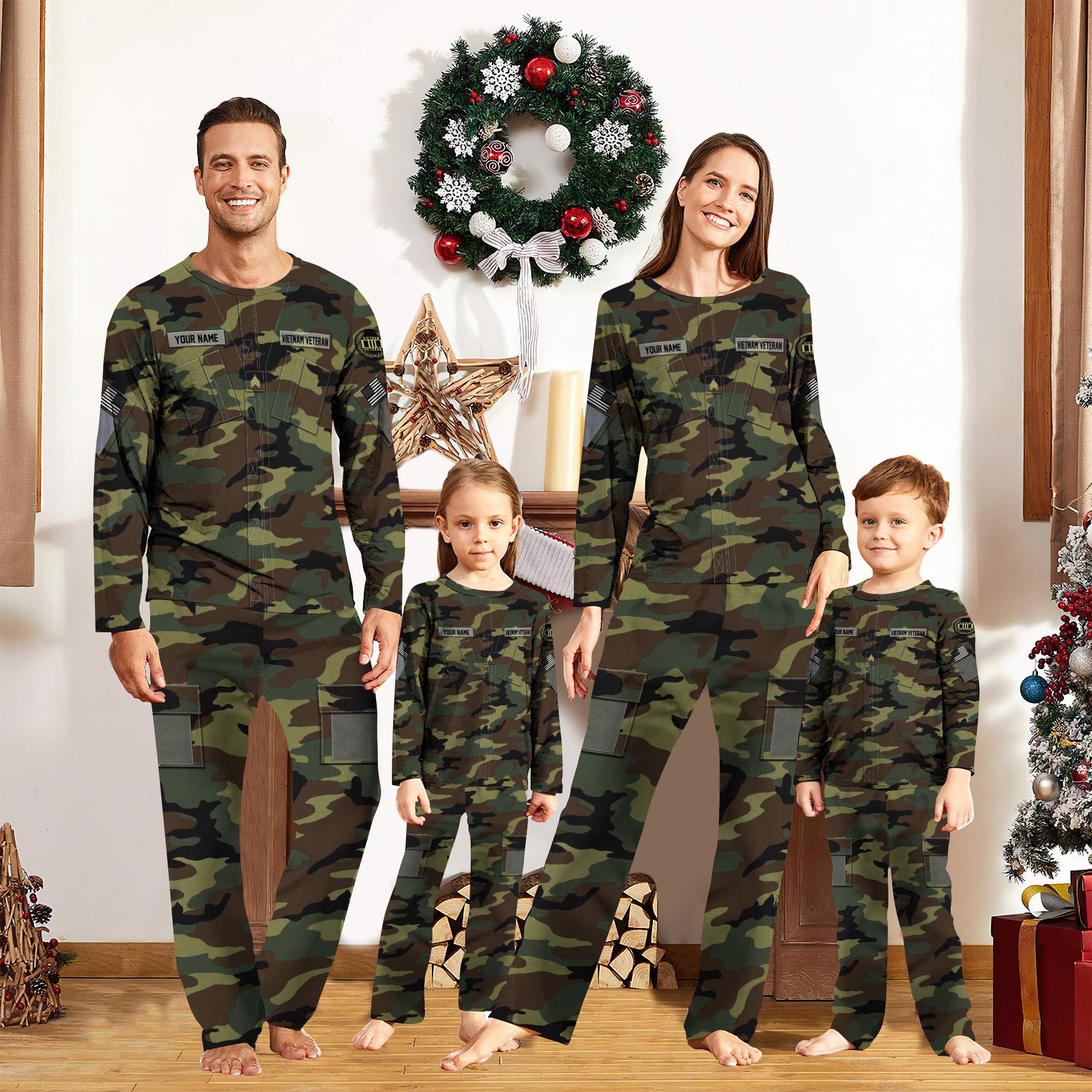 Vietnam Veteran Camouflage Pajamas Custom Your Name And Rank, Military Pajamas ETRG-44148