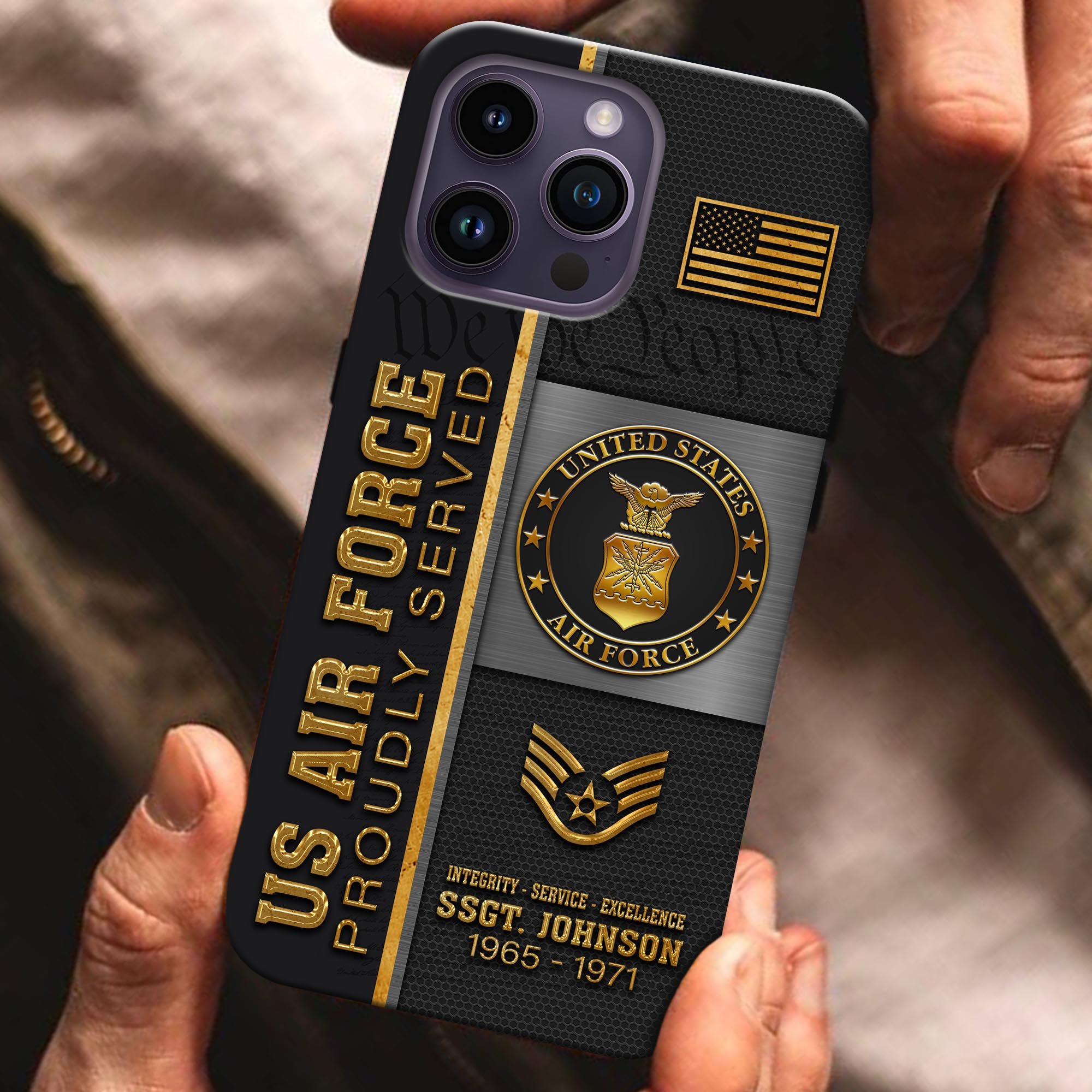 U.S. Air Force Personalized US Veterans Military Proudly Served Phone Case Custom Rank, Name And Year, US Military Veteran Gifts ETRG-54206