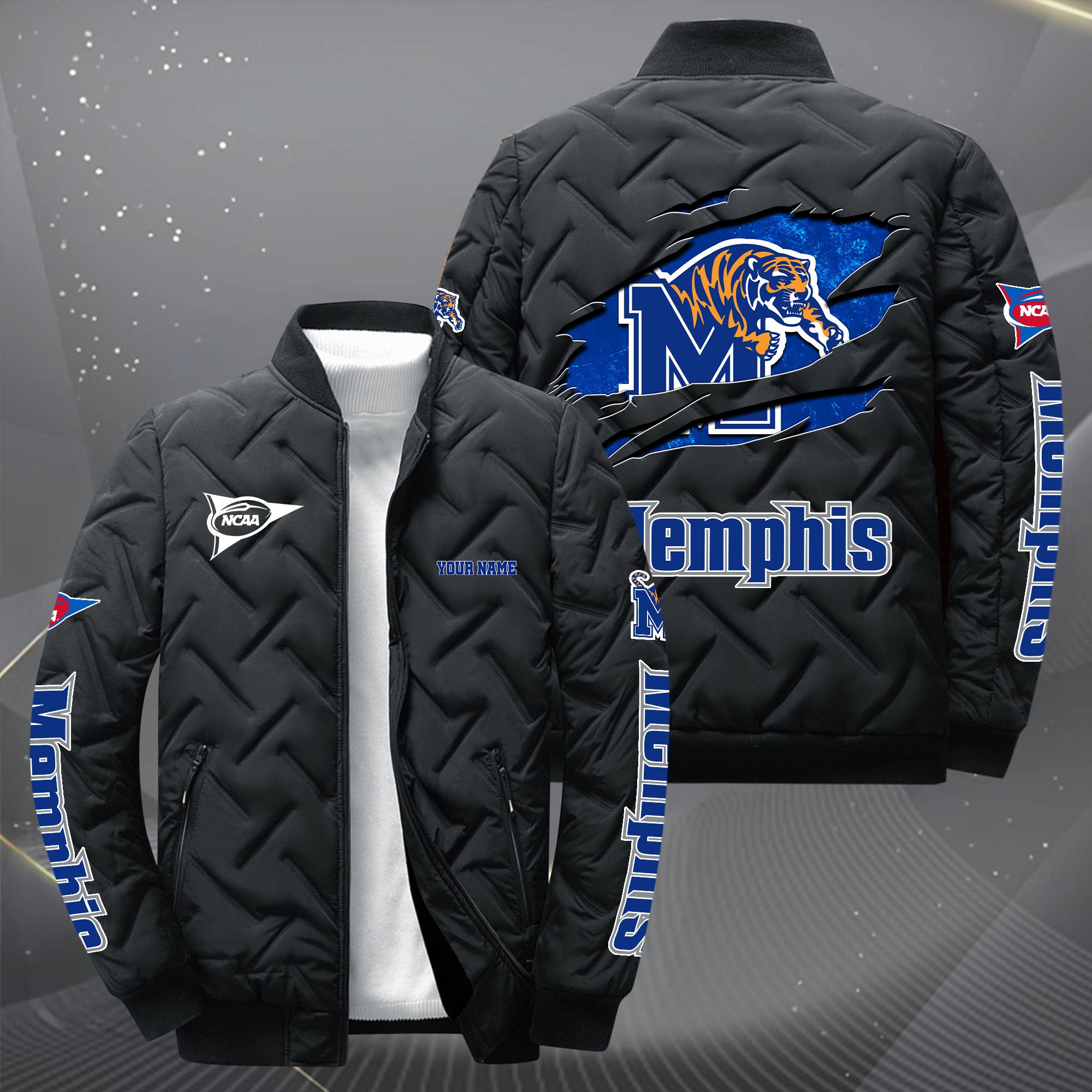 Memphis Tigers Puffer Jacket 2024 version  Custom Your Name, Sport Jacket, FootBall Fan Gifts EHIVM-62412