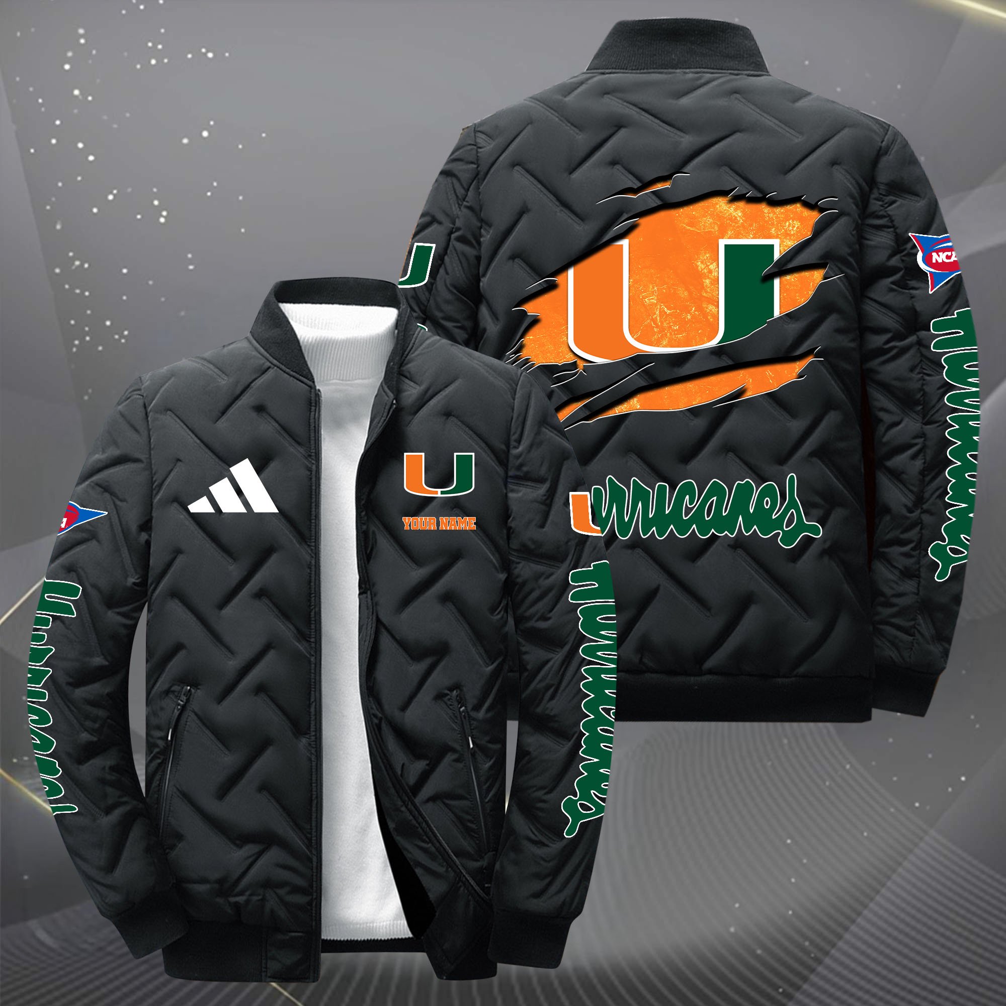 Miami Hurricanes Puffer Jacket 2024 version  Custom Your Name, Sport Jacket, FootBall Fan Gifts EHIVM-62412