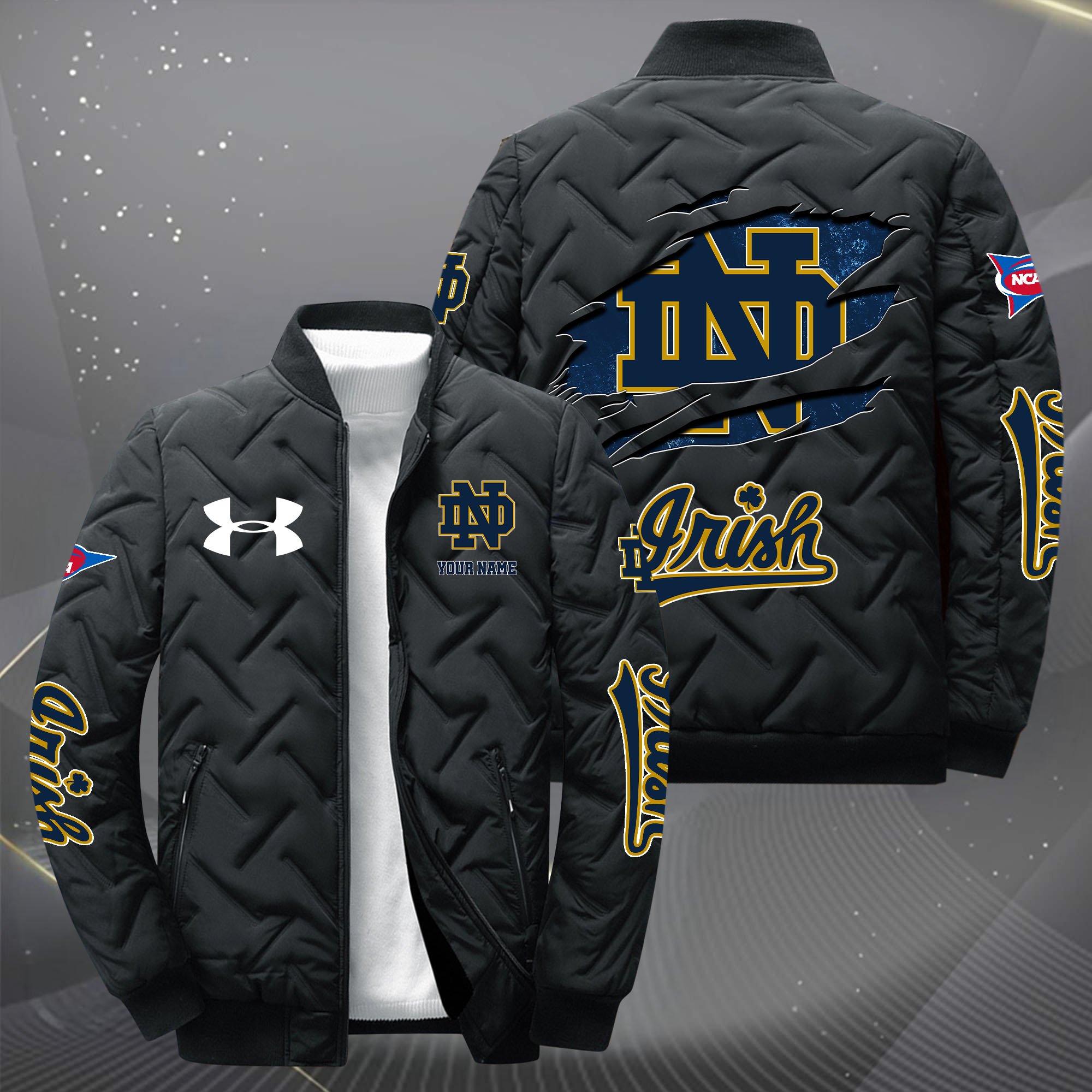 Notre Dame Fighting Irish Puffer Jacket 2024 version  Custom Your Name, Sport Jacket, FootBall Fan Gifts EHIVM-62412