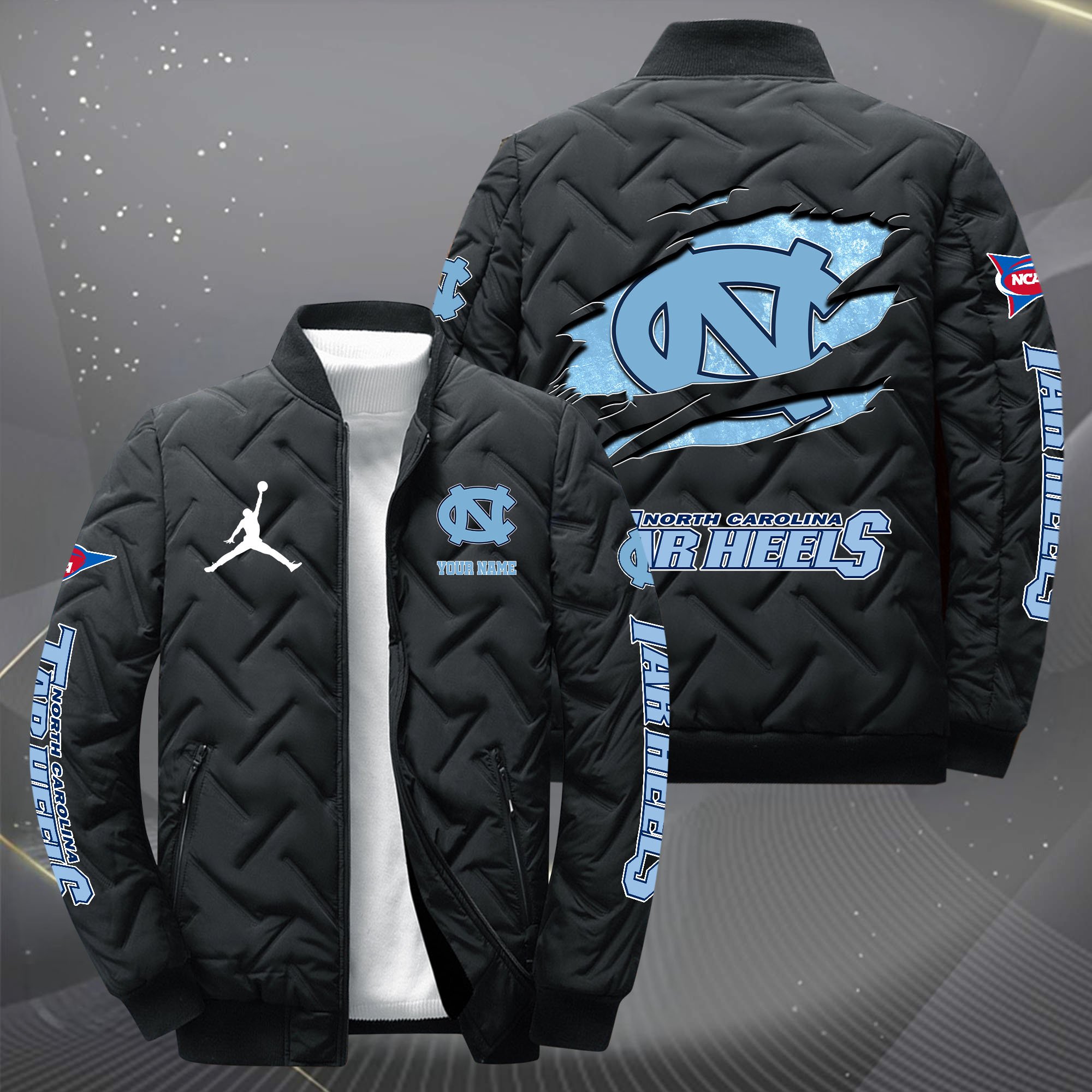 North Carolina Tar Heels Puffer Jacket 2024 version  Custom Your Name, Sport Jacket, FootBall Fan Gifts EHIVM-62412