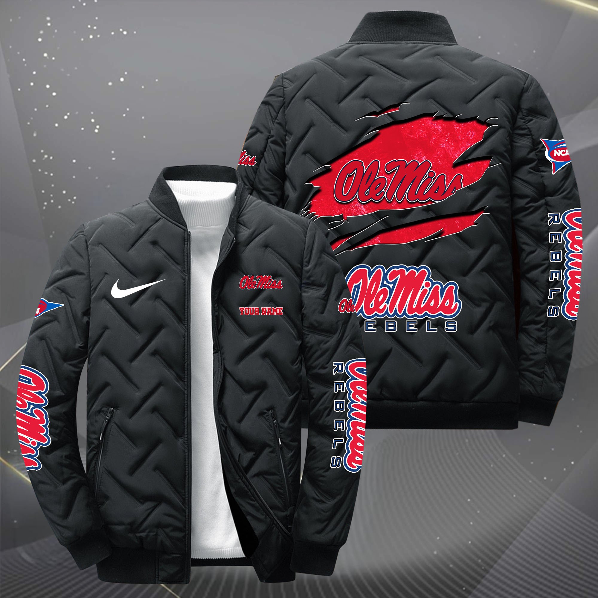 Ole Miss Rebels Puffer Jacket 2024 version  Custom Your Name, Sport Jacket, FootBall Fan Gifts EHIVM-62412