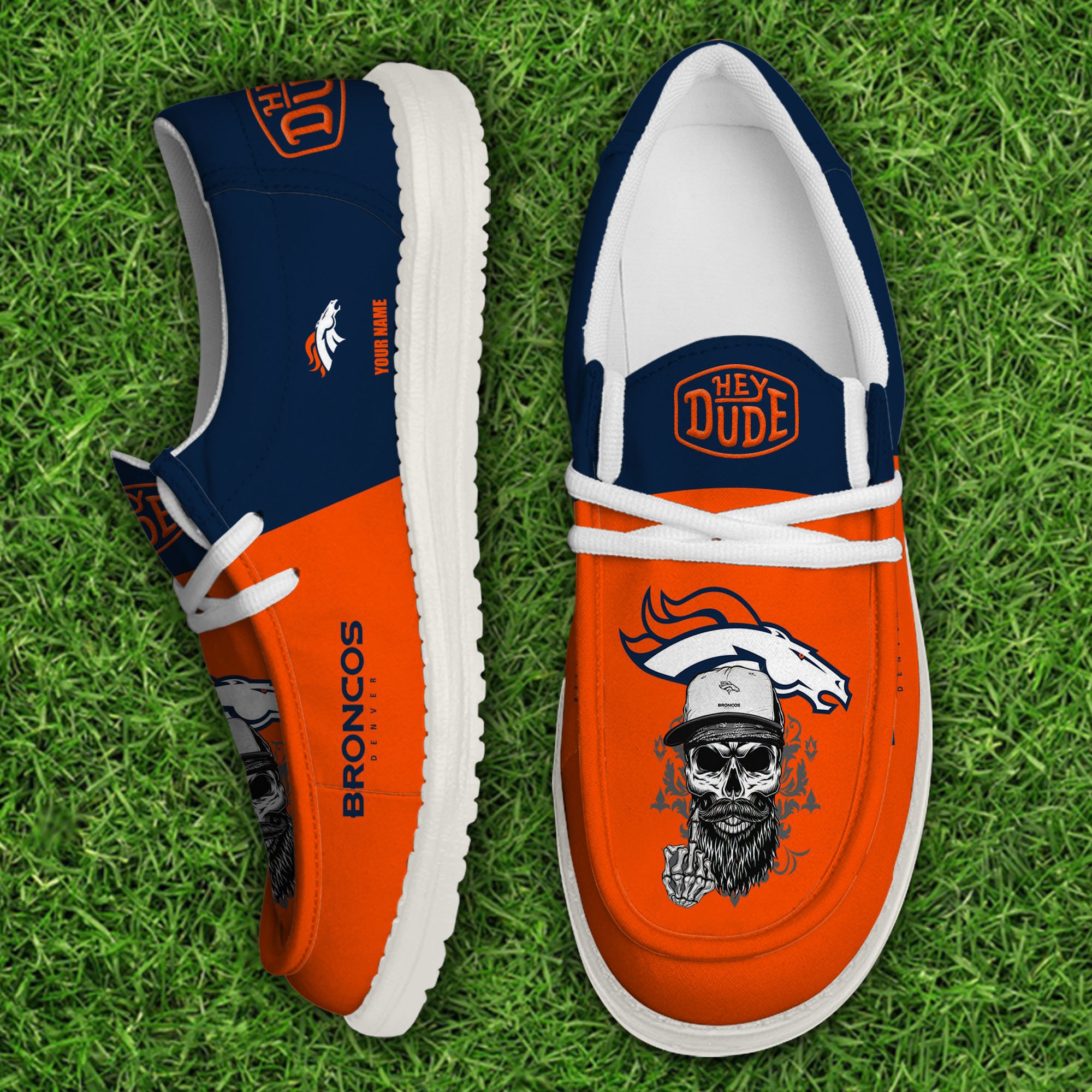 Denver Broncos Football Hey Dude Canvas Loafer Shoes Custom Your Name, Sport Shoes For Fan, Fan Gifts Football Hey Dude Canvas Loafer Shoes Custom Your Name 2024 version, Sport Shoes For Fan, Fan Gifts EHIVM-60867