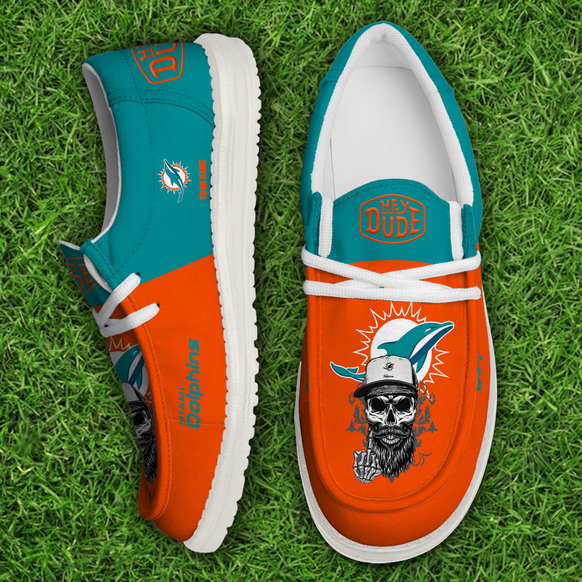 Miami Dolphins Football Hey Dude Canvas Loafer Shoes Custom Your Name, Sport Shoes For Fan, Fan Gifts Football Hey Dude Canvas Loafer Shoes Custom Your Name 2024 version, Sport Shoes For Fan, Fan Gifts EHIVM-60867