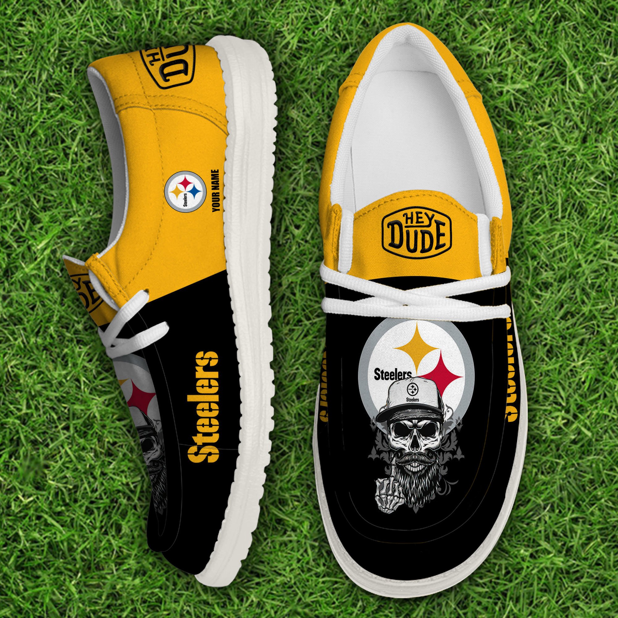 Pittsburgh Steelers Football Hey Dude Canvas Loafer Shoes Custom Your Name, Sport Shoes For Fan, Fan Gifts Football Hey Dude Canvas Loafer Shoes Custom Your Name 2024 version, Sport Shoes For Fan, Fan Gifts EHIVM-60867