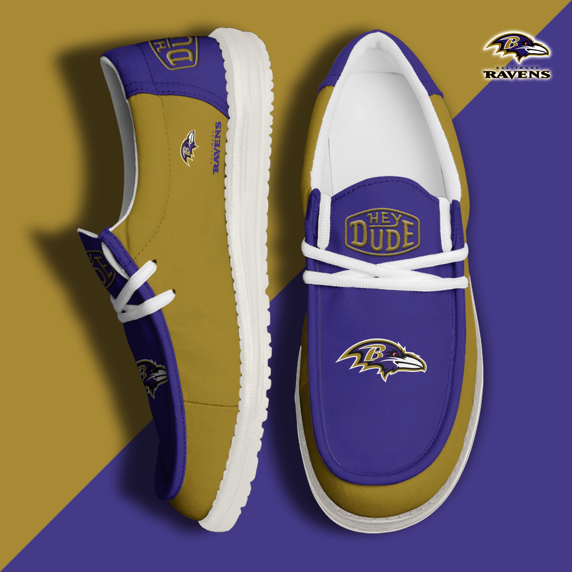 Baltimore Ravens Hey Dude Shoes 2024 version, Sport Shoes For Fan, Fan Gifts EHIVM-60929