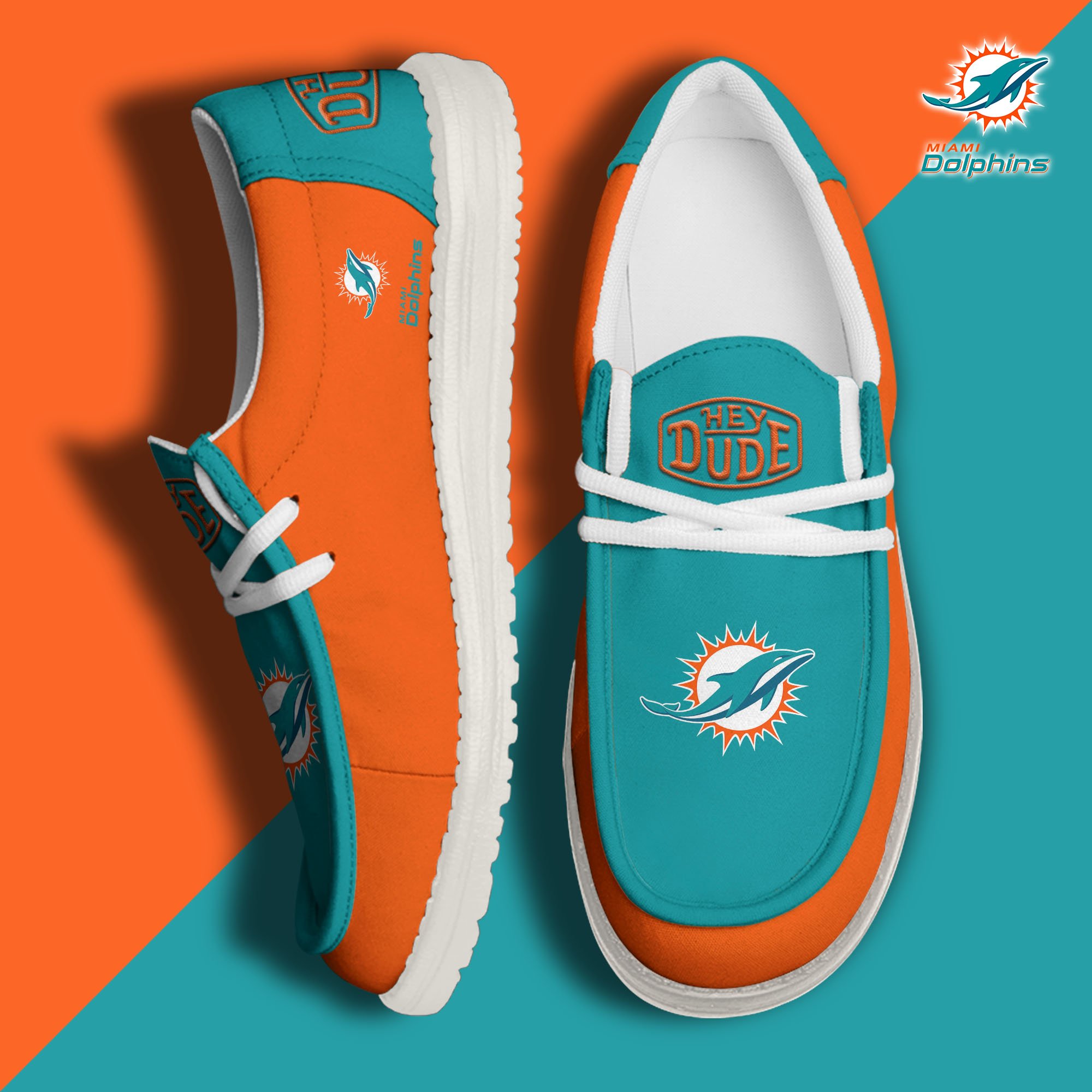 Miami Dolphins Hey Dude Shoes 2024 version, Sport Shoes For Fan, Fan Gifts EHIVM-60929