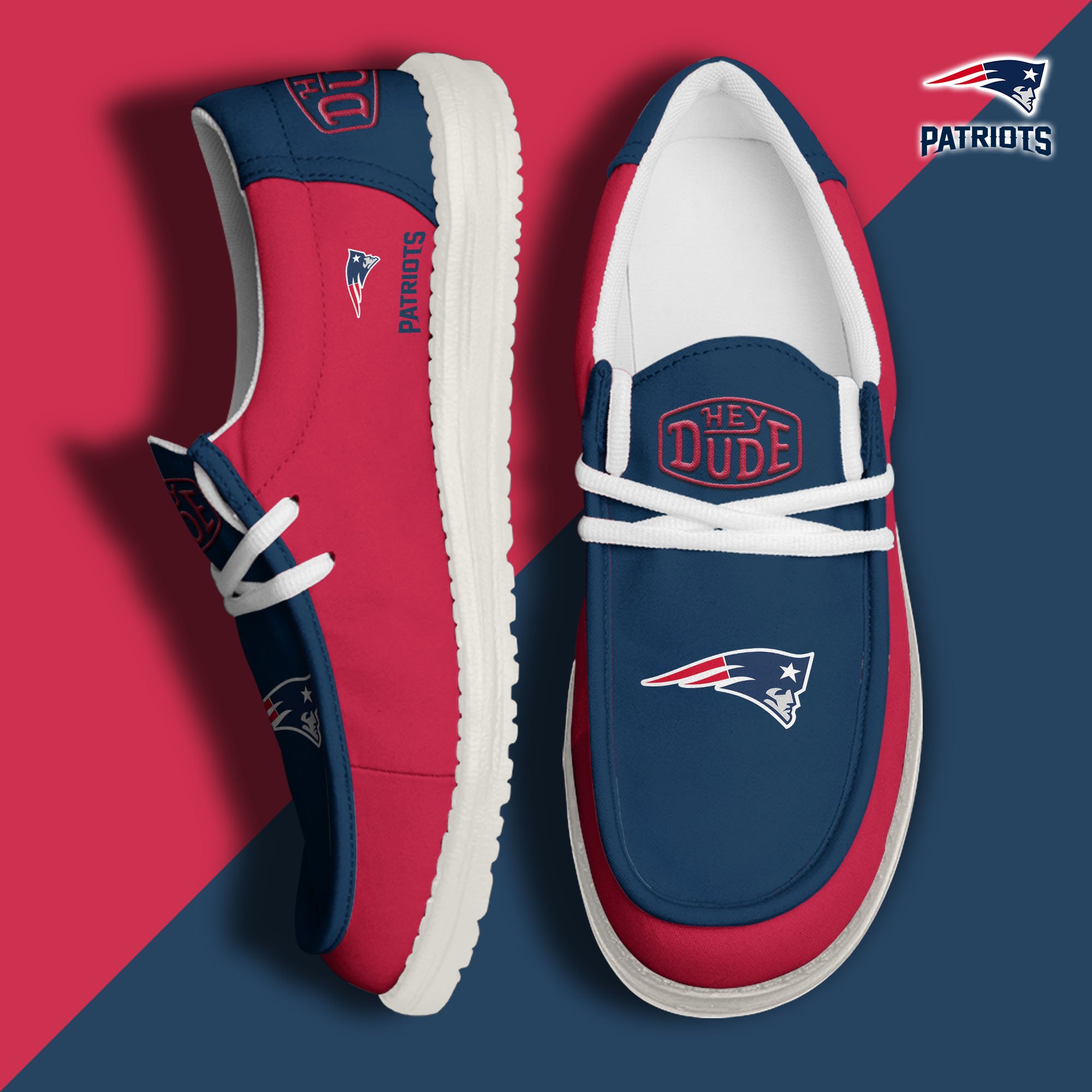 New England Patriots Hey Dude Shoes 2024 version, Sport Shoes For Fan, Fan Gifts EHIVM-60929