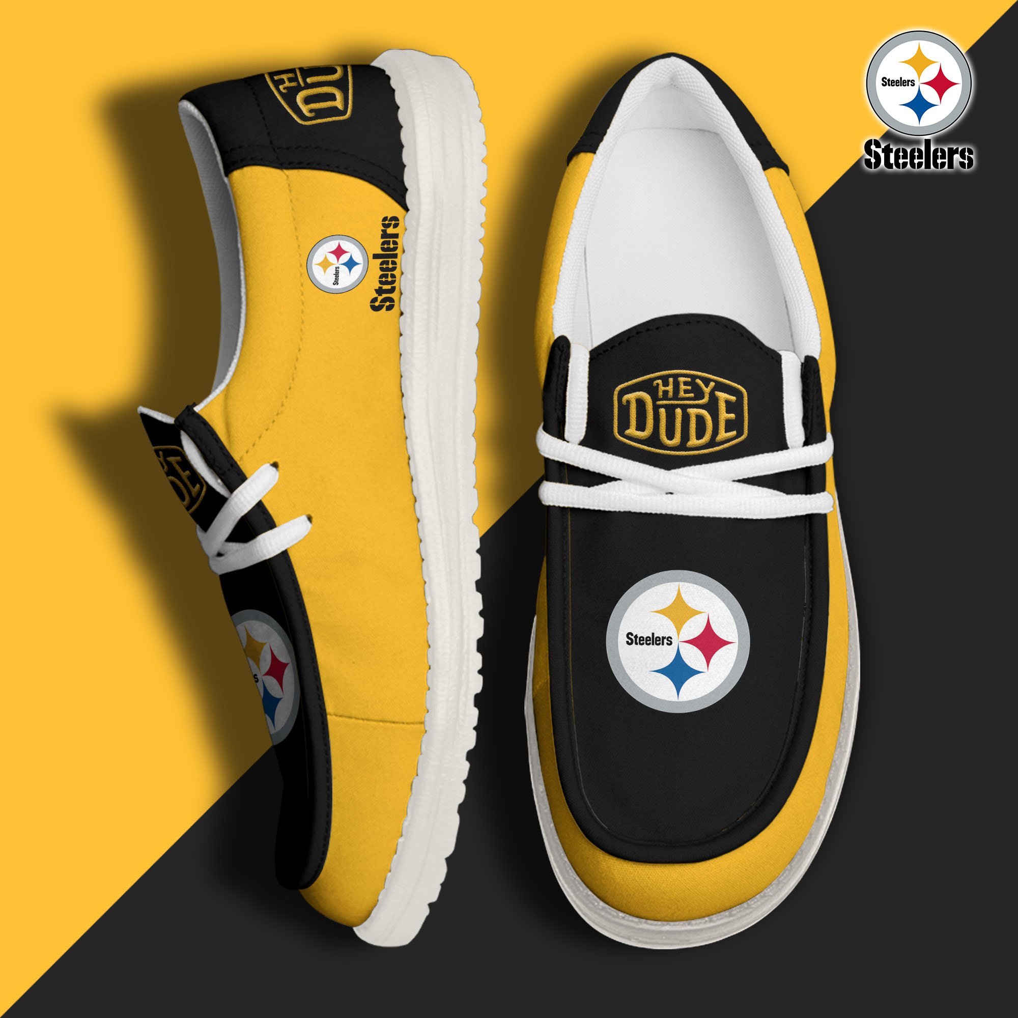 Pittsburgh Steelers Hey Dude Shoes 2024 version, Sport Shoes For Fan, Fan Gifts EHIVM-60929