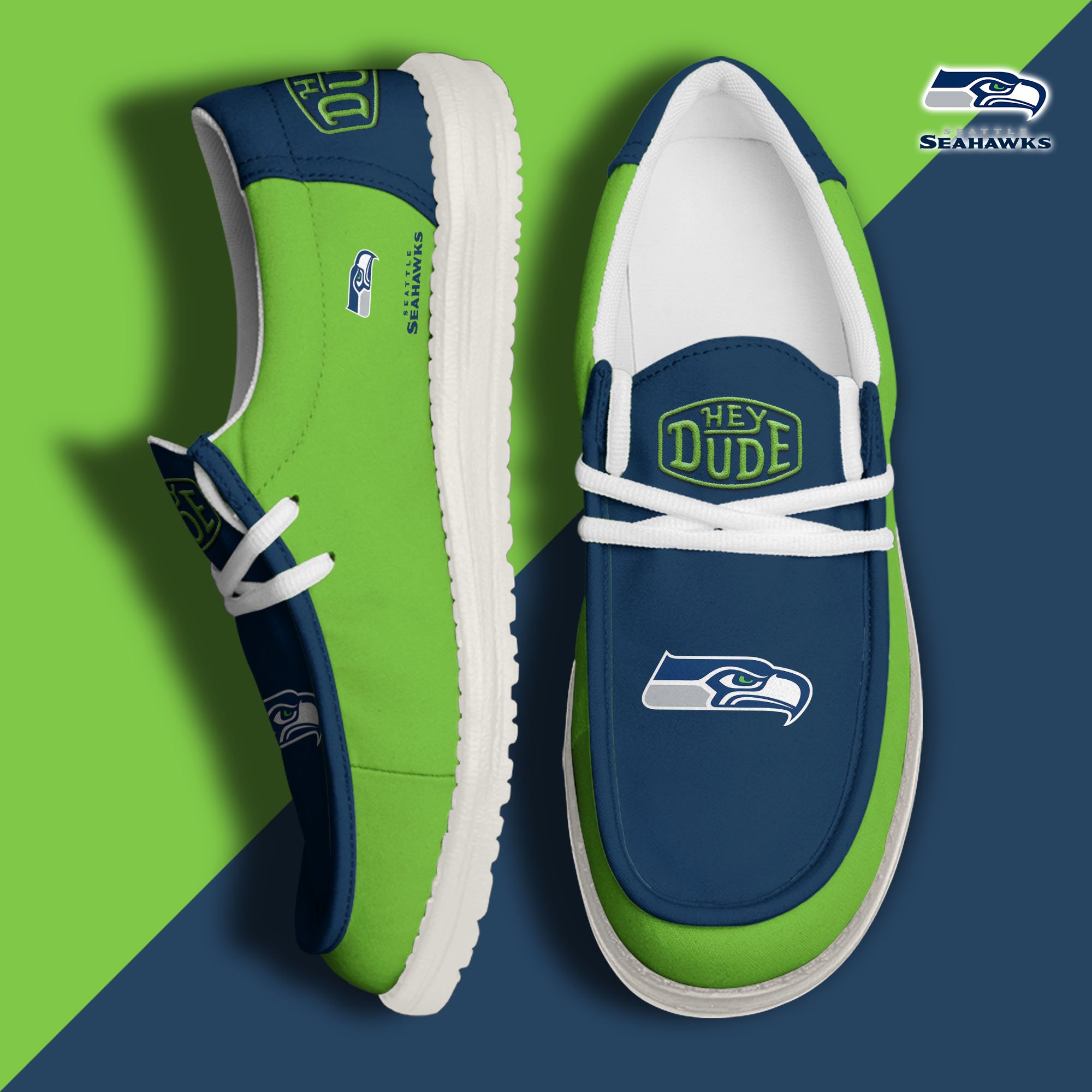 Seattle Seahawks Hey Dude Shoes 2024 version, Sport Shoes For Fan, Fan Gifts EHIVM-60929