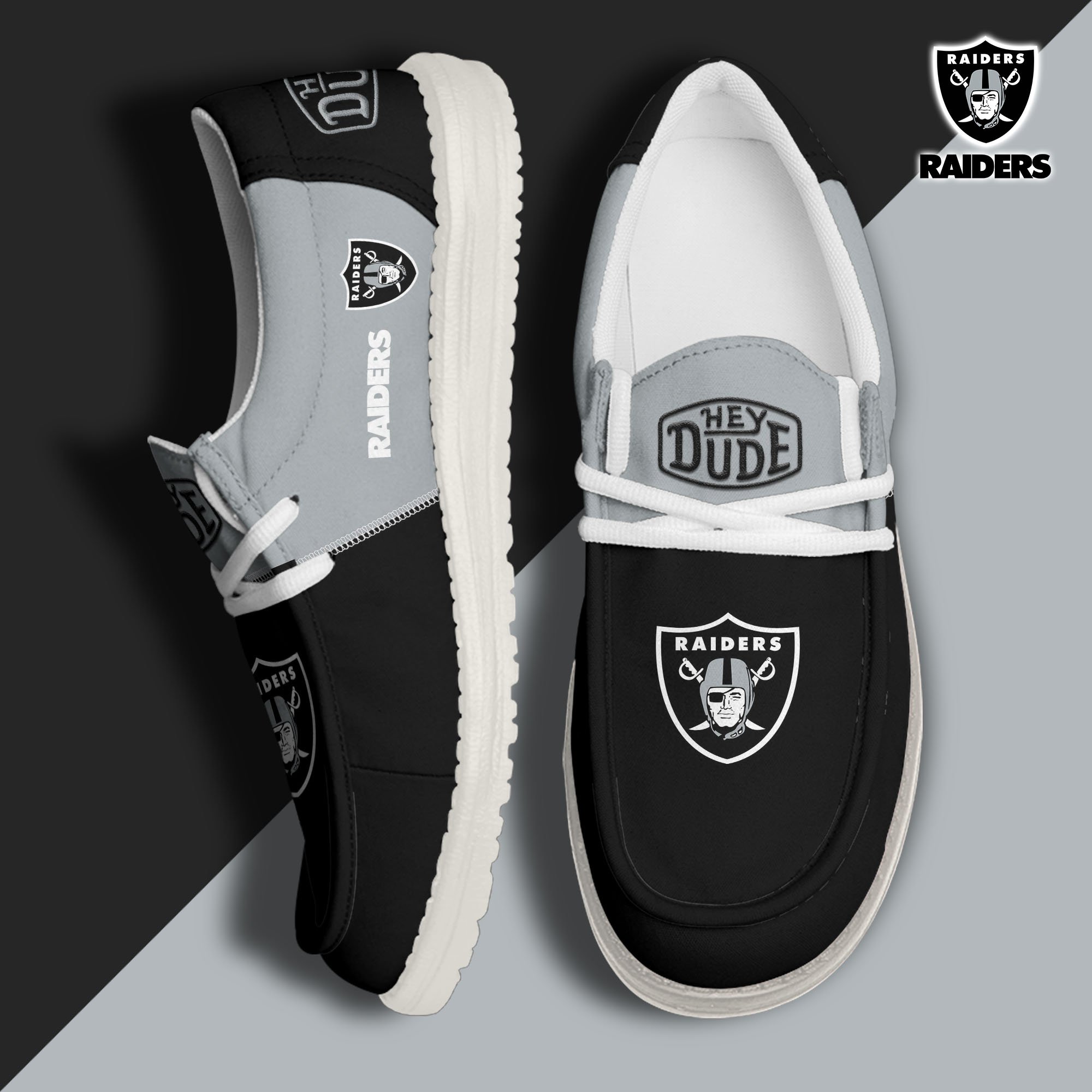 Las Vegas Raiders Hey Dude Shoes Custom Your Name 2024 version, Sport Shoes For Fan, Fan Gifts EHIVM-60931