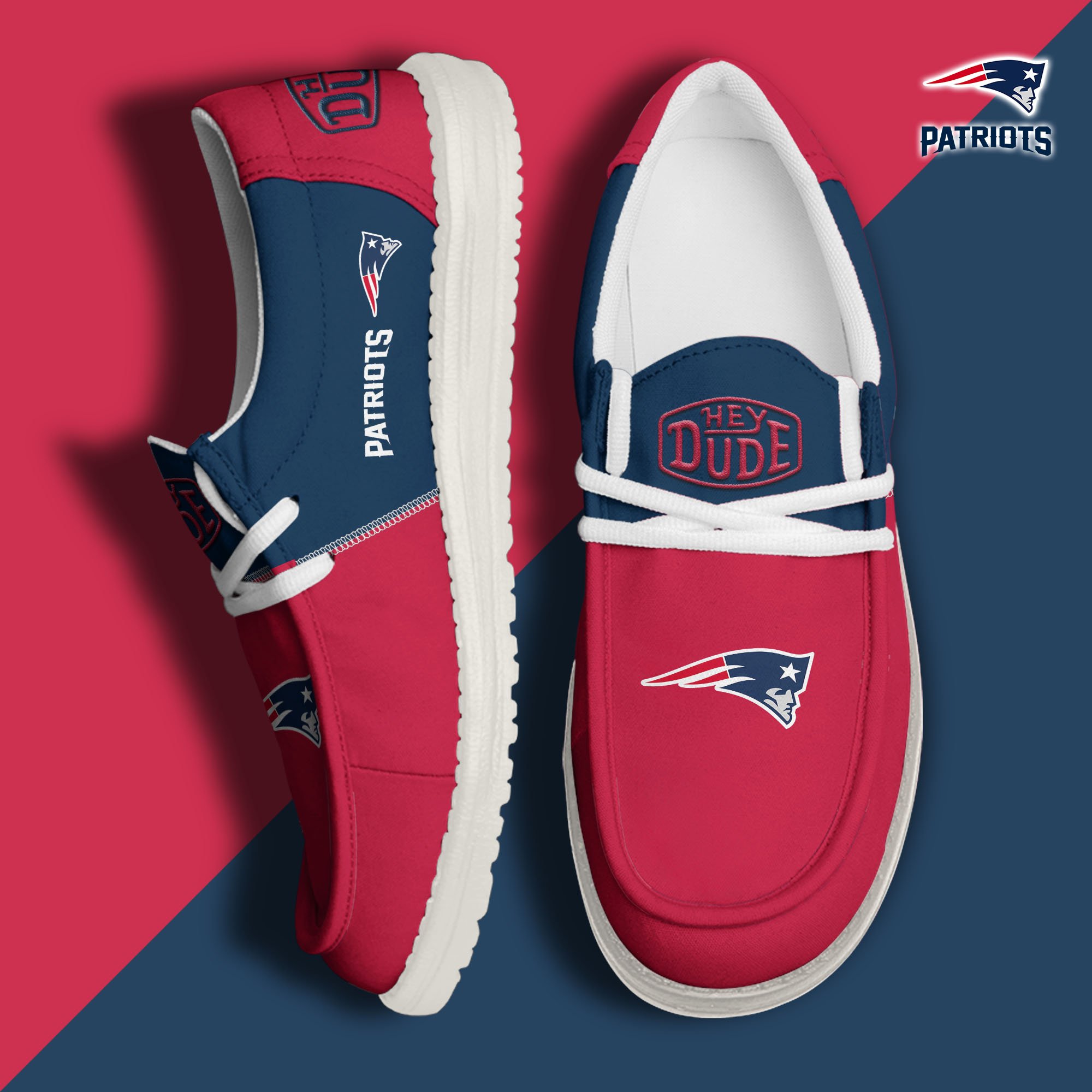 New England Patriots Hey Dude Shoes Custom Your Name 2024 version, Sport Shoes For Fan, Fan Gifts EHIVM-60931