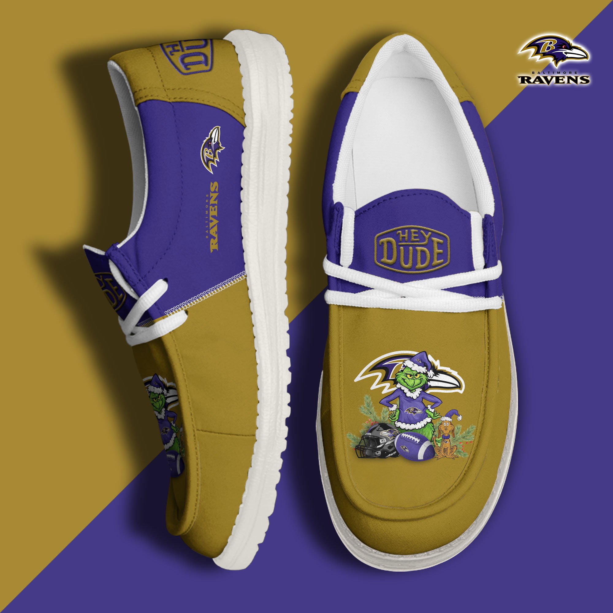 Baltimore Ravens Football Hey Dude Canvas Loafer Shoes Custom Your Name  2024 version, Sport Shoes For Fan, Fan Gifts EHIVM-61182