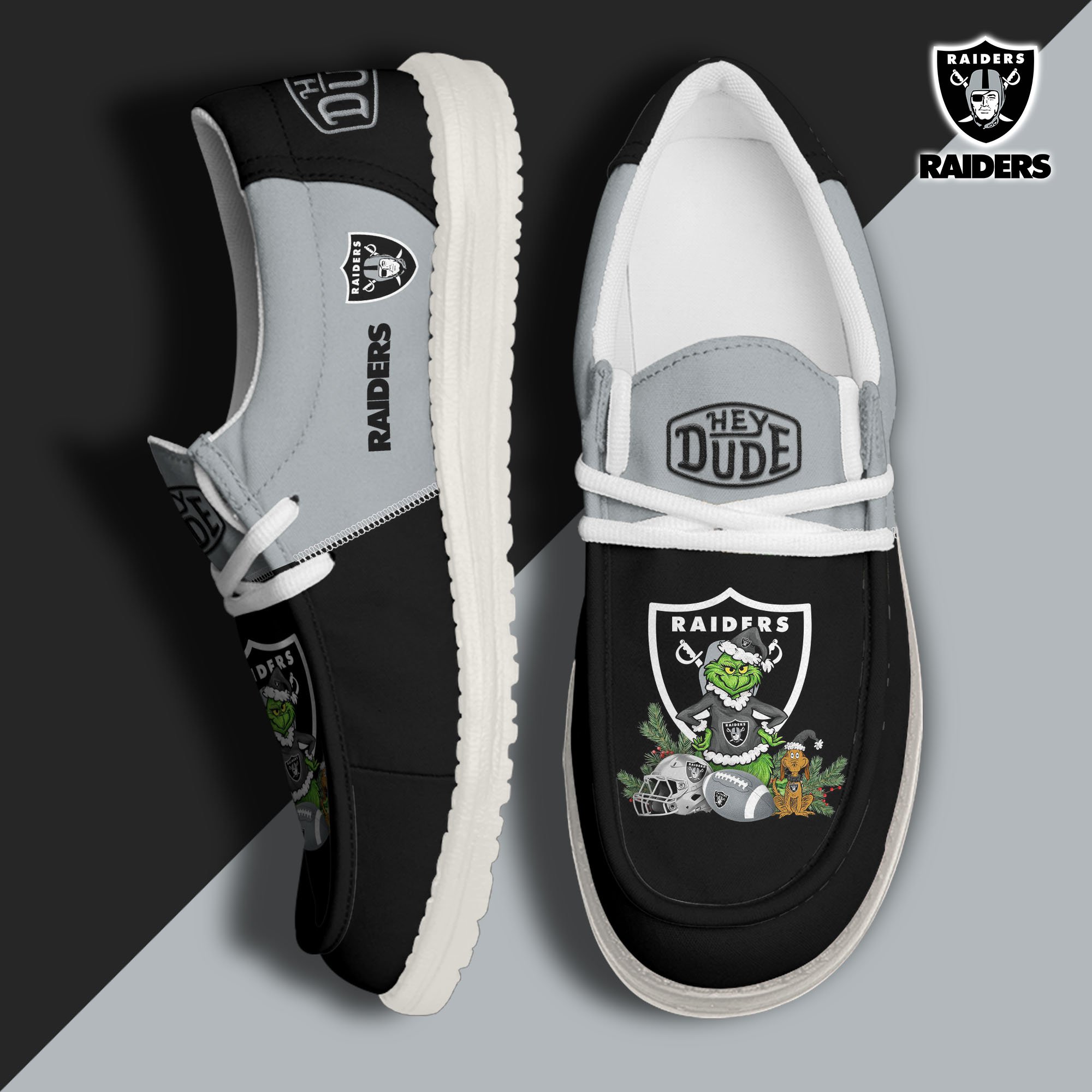 Las Vegas Raiders Football Hey Dude Canvas Loafer Shoes Custom Your Name  2024 version, Sport Shoes For Fan, Fan Gifts EHIVM-61182