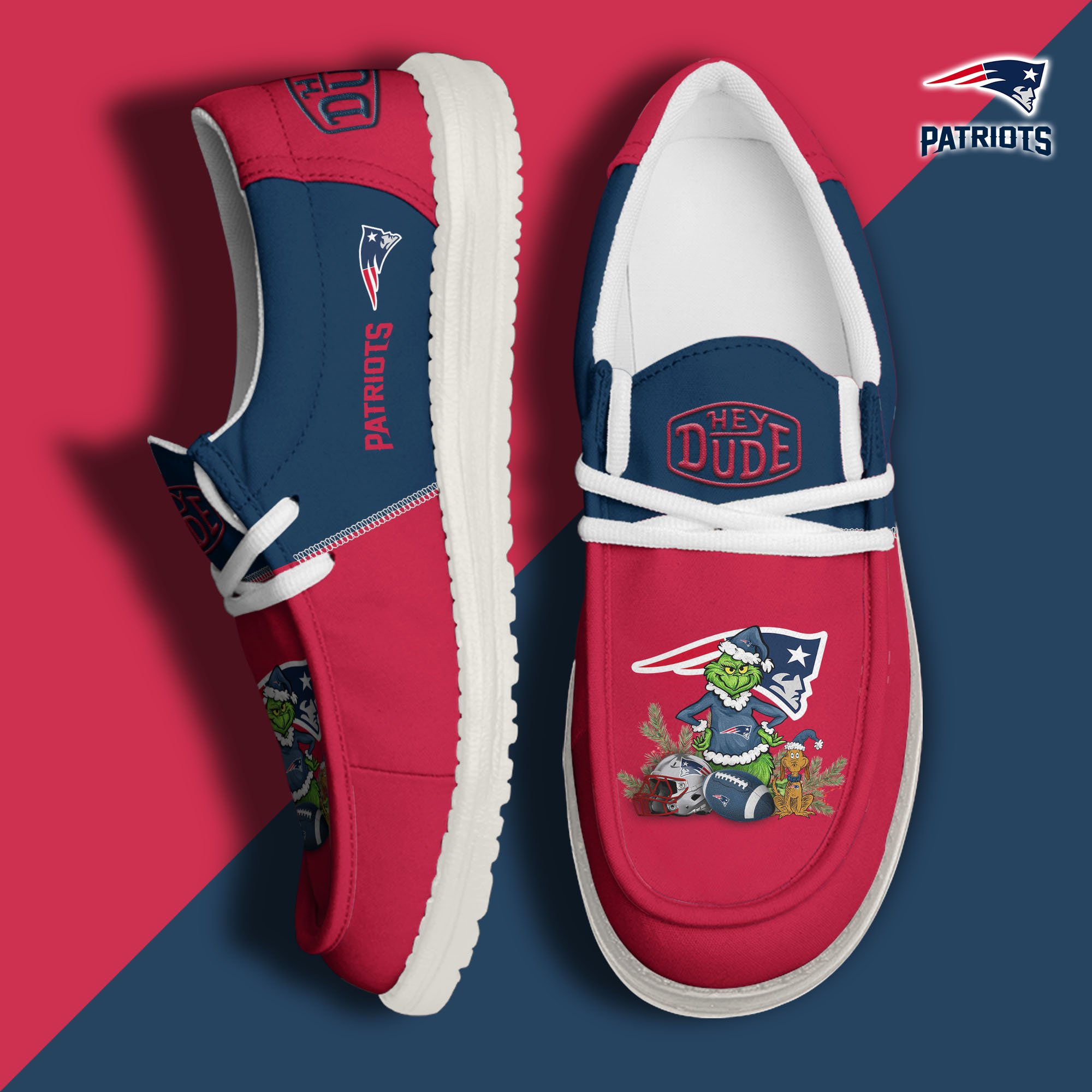 New England Patriots Football Hey Dude Canvas Loafer Shoes Custom Your Name  2024 version, Sport Shoes For Fan, Fan Gifts EHIVM-61182